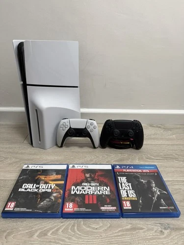 Sony PS5 PlayStation 5 Slim Disc Edition 1TB 2 Controllers + Games BUNDLE