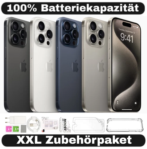 Apple iPhone 15 Pro - 128 256 512GB - Titanium Black White Natural Blue - 100% Batt.