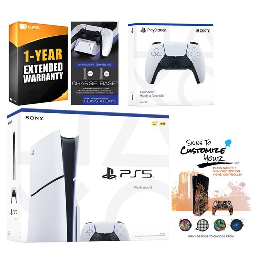 Sony Playstation 5 Slim Disc Console + Extra Controller + Dual Charging Station