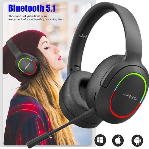 Wireless Headphones Bluetooth Noise Cancelling Earphones Over Ear Headset Black