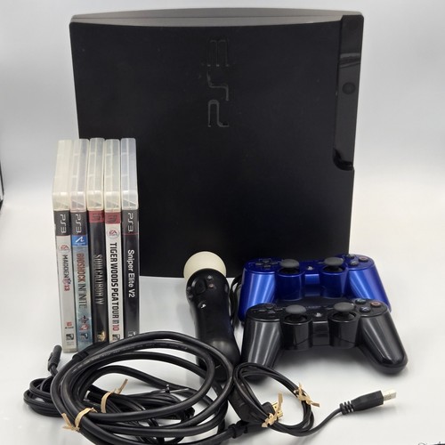 Sony PlayStation 3 Slim 320GB CECH-3001B Console 2 Controller & 5 Gam PS3 Bundle