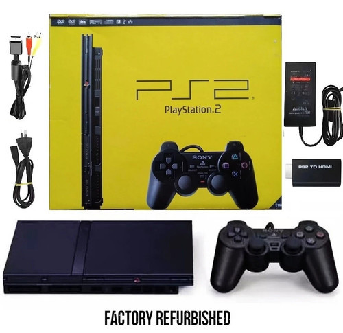 Sony PS2 Slim, PlayStation 2 (Region Free) Console, Retail Boxed + HDMI Adapter