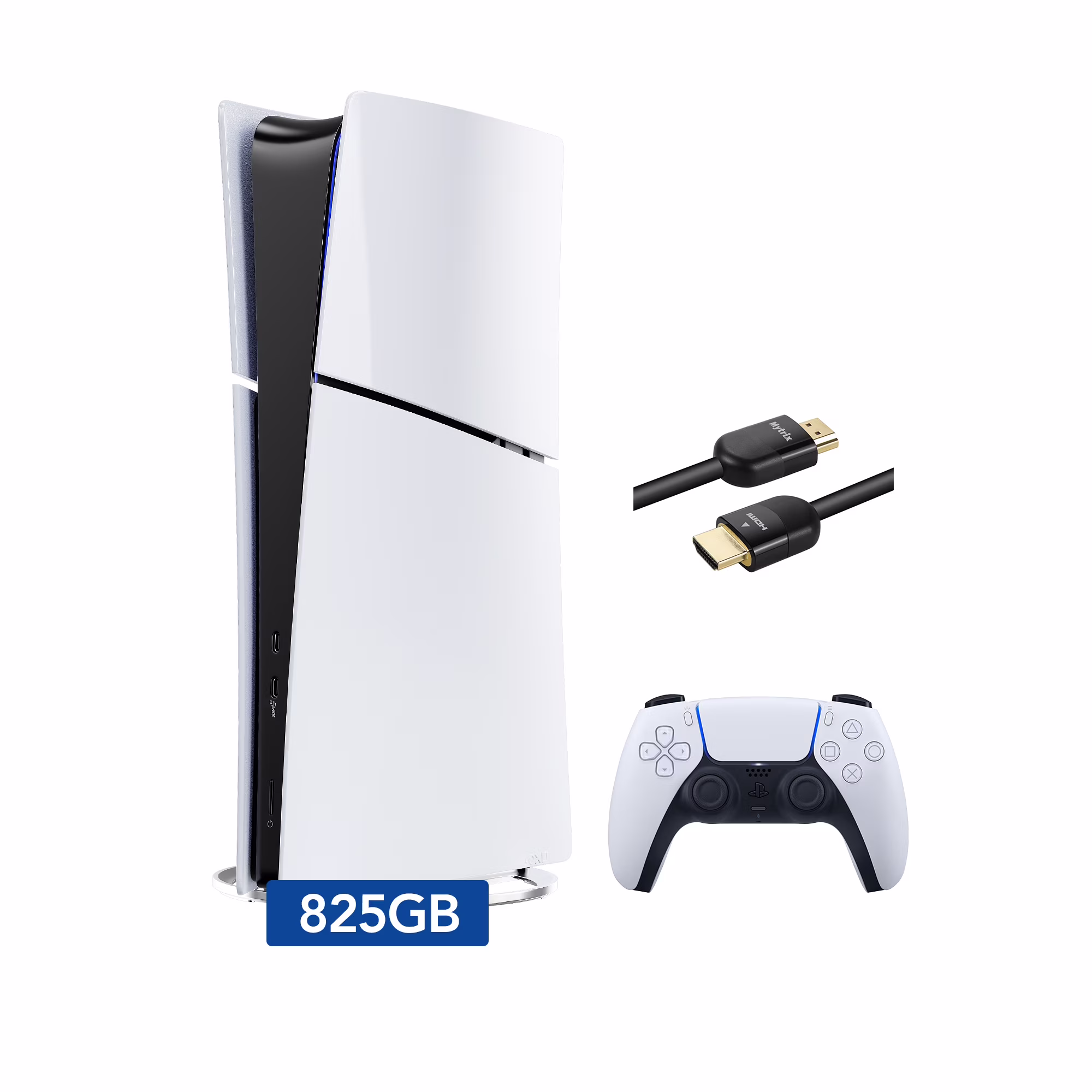 2025 New PlayStation 5 Slim Digital Edition Console, Controller and Mytrix 8K HDMI Ultra High Speed Cable - White, Slim PS5 825GB PCIe SSD Gaming Console