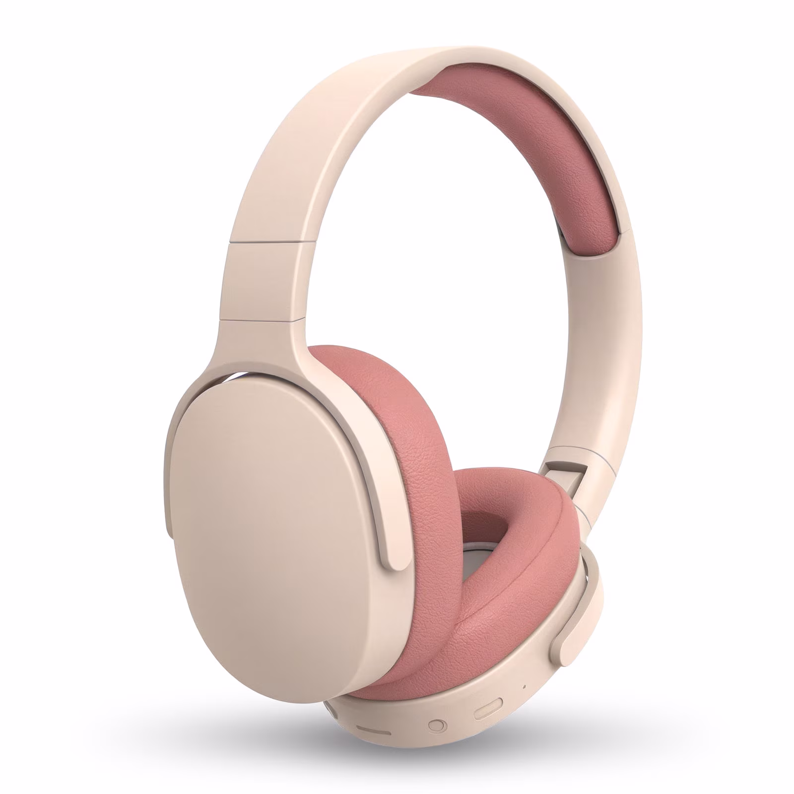 Rirool Bluetooth Over-Ear Headphones, Wireless Foldable Headset with HiFi Stereo Deep Bass, 12H Playtime, Built-in Mic, Soft Protein Earpads for Travel, Home, Office & Cellphone, Cream Pink