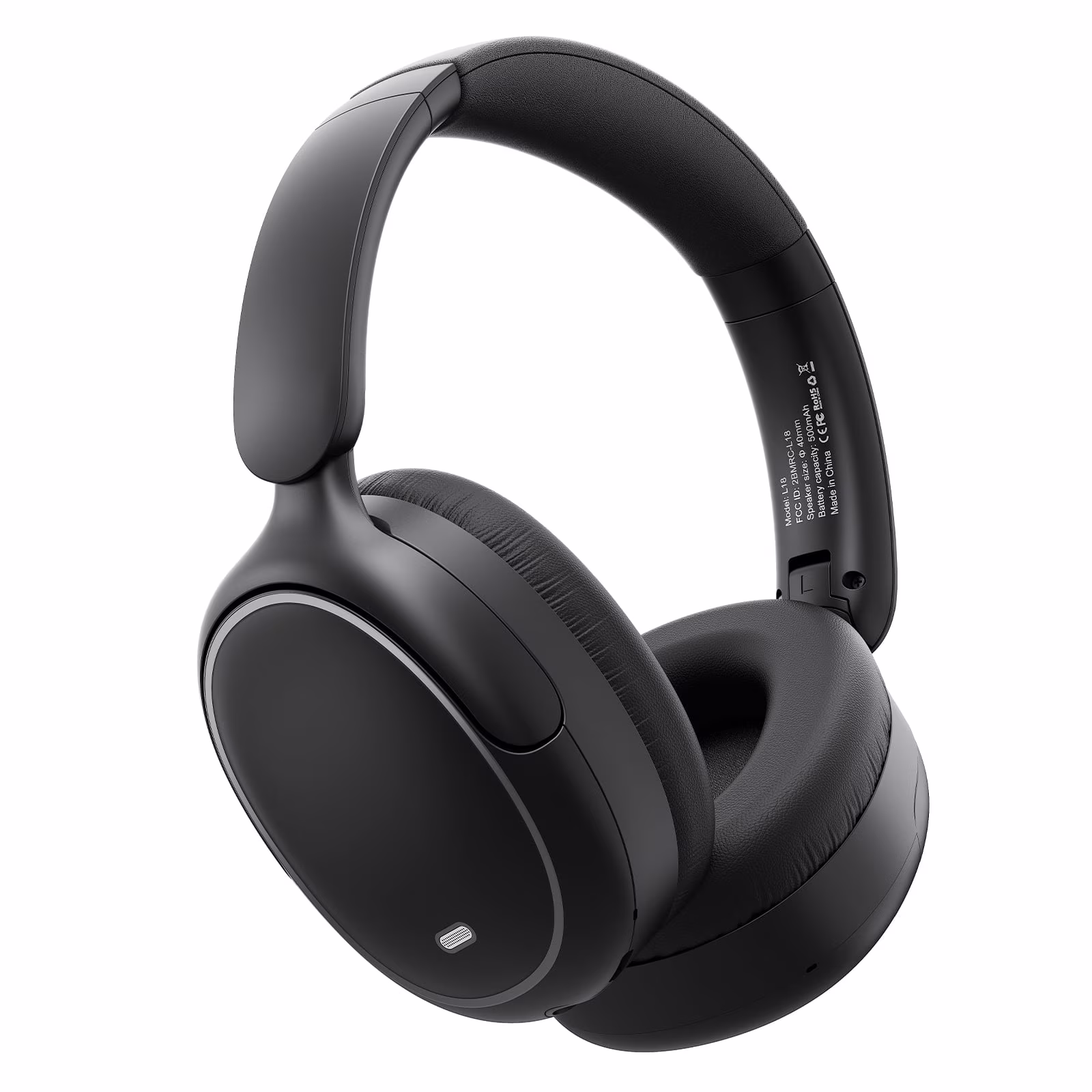 Hybrid Active Noise Cancelling Headphones -45dB, Bluetooth Headphones 5.4, Bass Boosted by 90%, 50H Playtime, ENC Clear Call, Comfort Fit Over Ear Wireless Headphone for Travel Office PC Pure Black