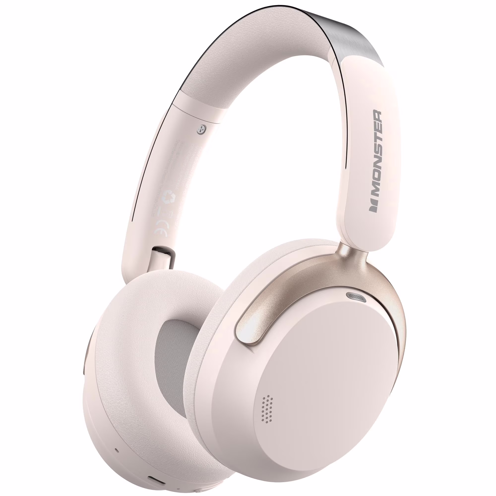 Monster Wireless Headphones, Noise Cancelling Headphones with Bluetooth 5.4, Foldable Lightweight Over Ear Headphone, Clear Talk, 70H Playtime, Dual Device Pairing, Comfort Fit, White