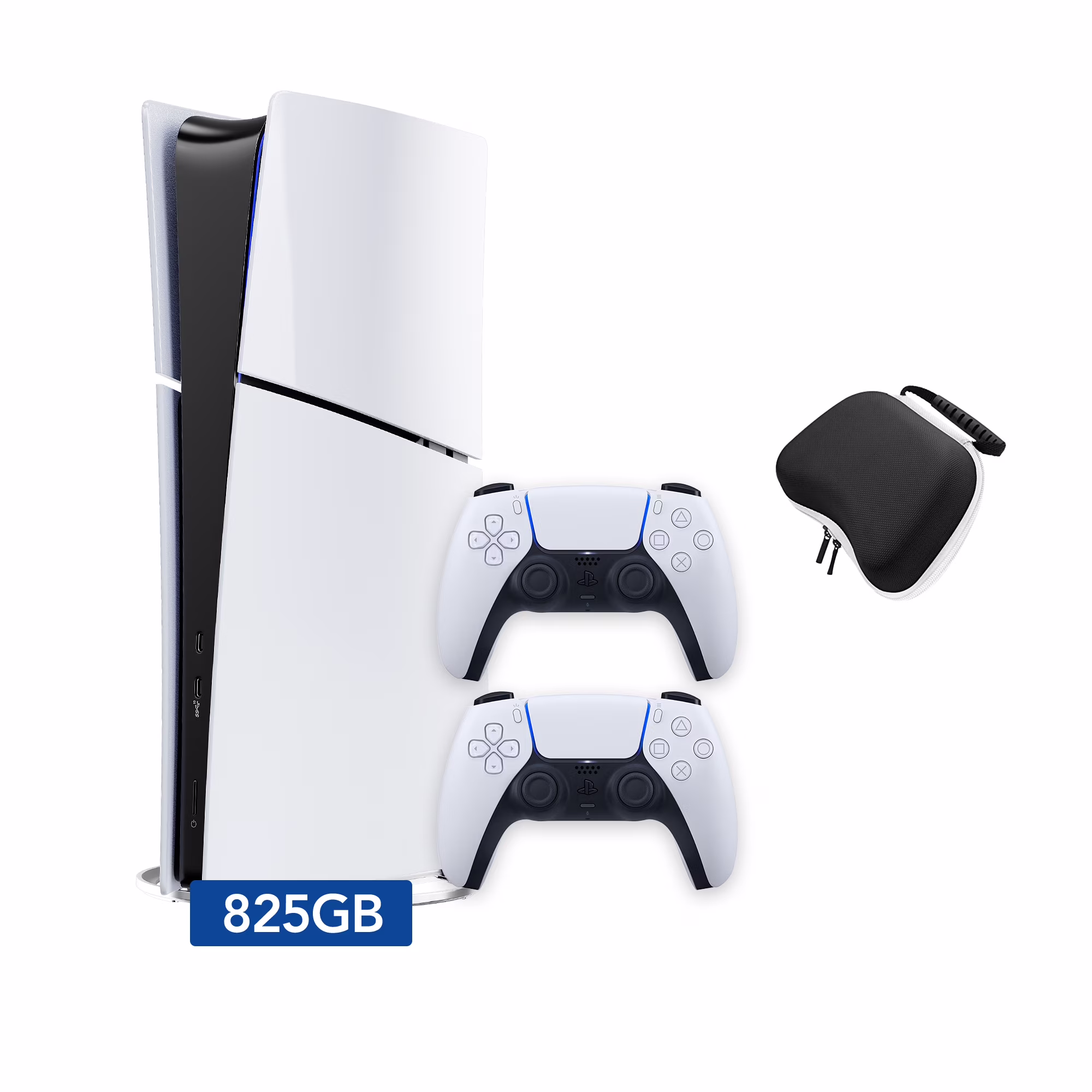 PlayStation 5 Slim Digital 825GB SSD Console with Two DualSense Controllers and Hard Shell Protective Controller Case - PS5 Slim Digital Console