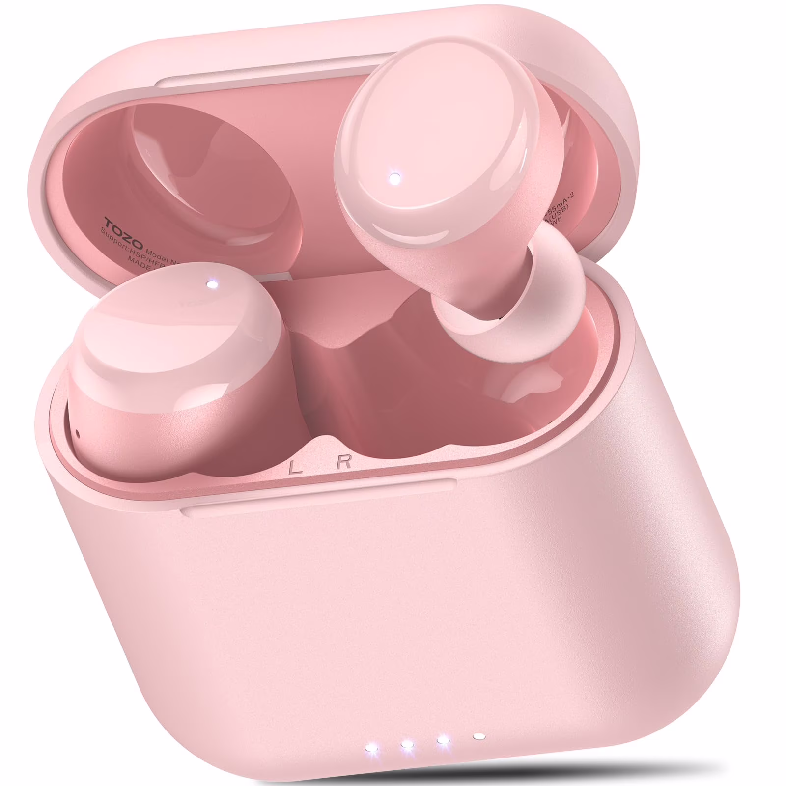 TOZO T6 Earbuds Wireless Bluetooth Ear Buds, 50H, AI Chat/Translation/Clear Mics, Stereo Bass, Wireless Charging, App-32EQ, IPX8 Waterproof Headphones, Rose Gold