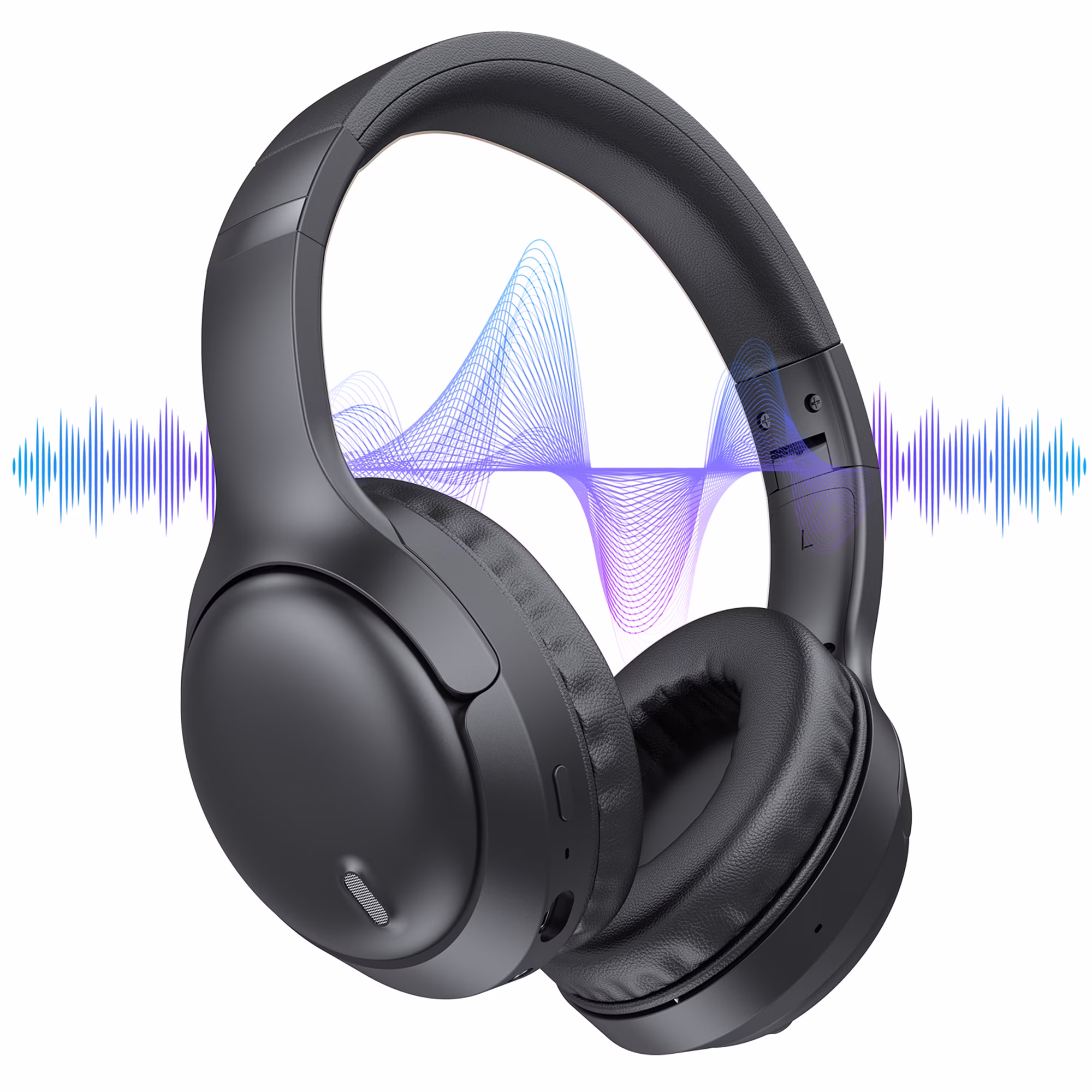 Headphones, AUOSHI Active Noise Cancelling Headphones, 55H Playtime, Over Ear Wireless Bluetooth5.3 Headphones with Mic, Blocks Engine Noise, Black