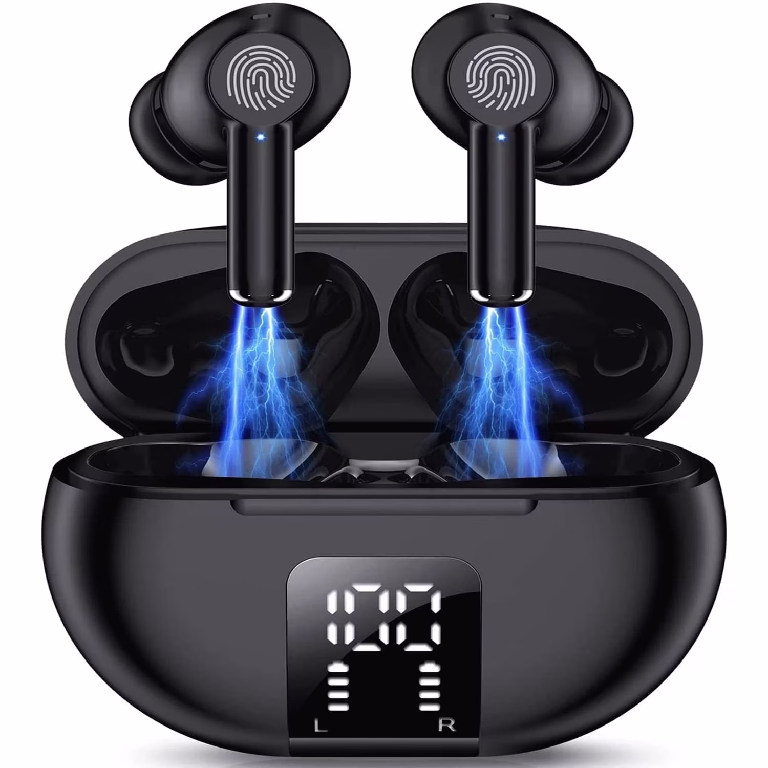 Camkey Wireless Earbuds, Bluetooth 5.0 Earbuds Wireless Bluetooth Headphones with ENC Mic, LED Display Charging Case, HiFi Stereo Sound, 60H Playtime, IPX7 Waterproof
