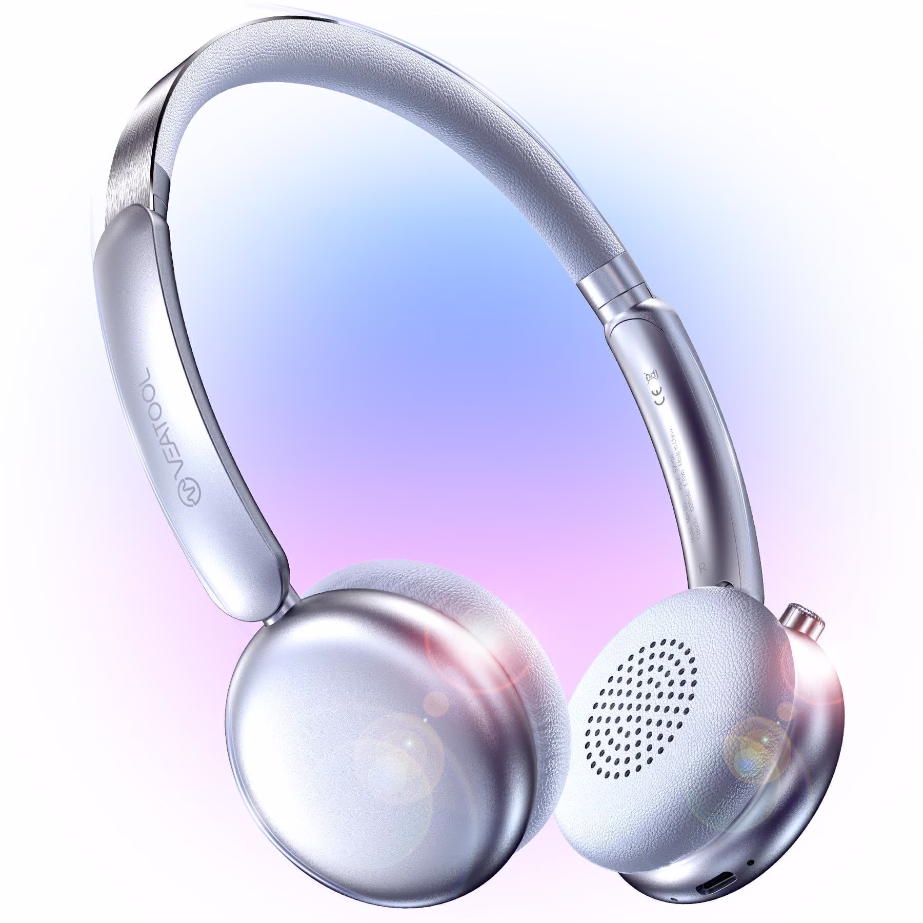 VEATOOL Mini Go Wireless Retro Headphones 100 Hours Playtime Bluetooth 5.4 Wireless ANC On-Ear Headphones LDAC Hi-Res Wireless Audio Lightweight Wireless On-Ear Headset 70S 80S Style Silver
