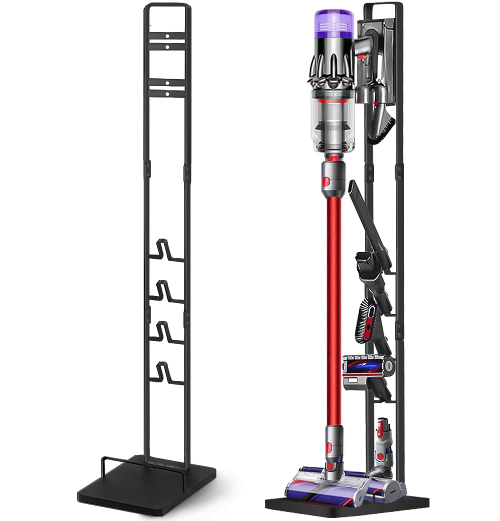 Vacuum Stand for Dyson V15 V12 V11 V10 V8 V7 V6, Metal Storage Holder for Cordless Vacuum & Accessories, Compatible with DC30 DC31 DC34 DC35 DC58 DC59 DC62 DC74, Black