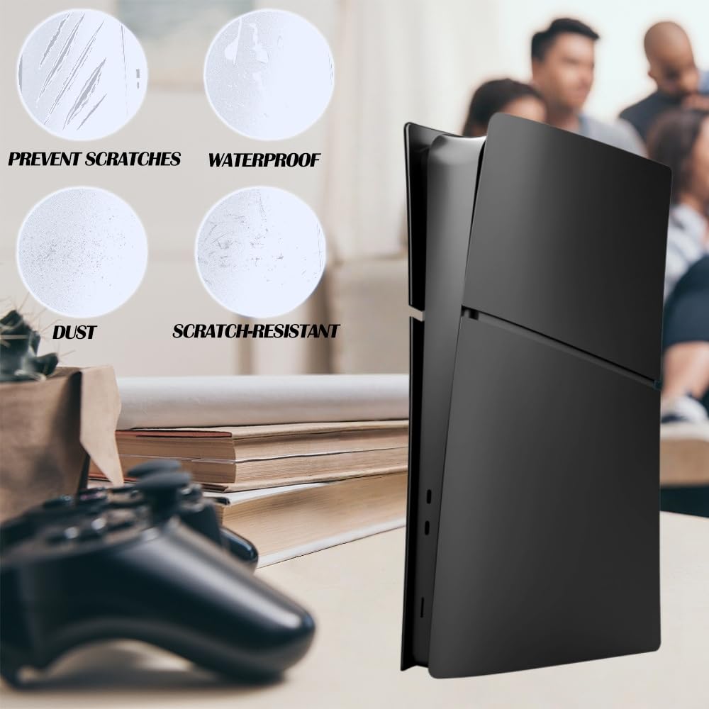 Slim Face Plates for PS5 Slim Digital Edition, Replacement Shell Cover Panel Accessories Compatible with PlayStation 5 Console Faceplate Skin (Black) thumbnail 7
