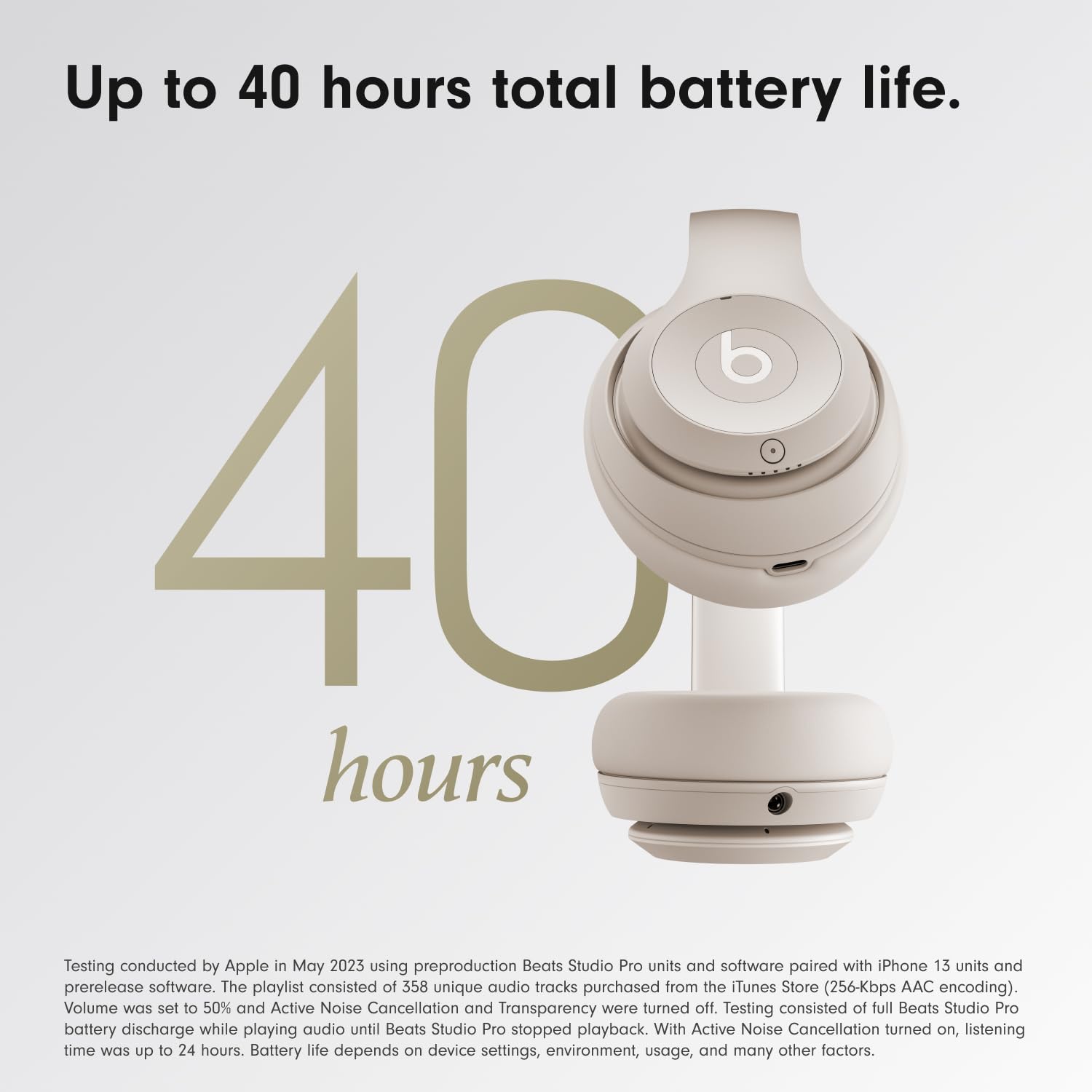 Beats Studio Pro Premium Wireless Over-Ear Headphones- Up to 40-Hour Battery Life, Active Noise Cancelling, Great for Travel & Commuting, USB-C Lossless Audio, Apple & Android Compatible - Sandstone thumbnail 7