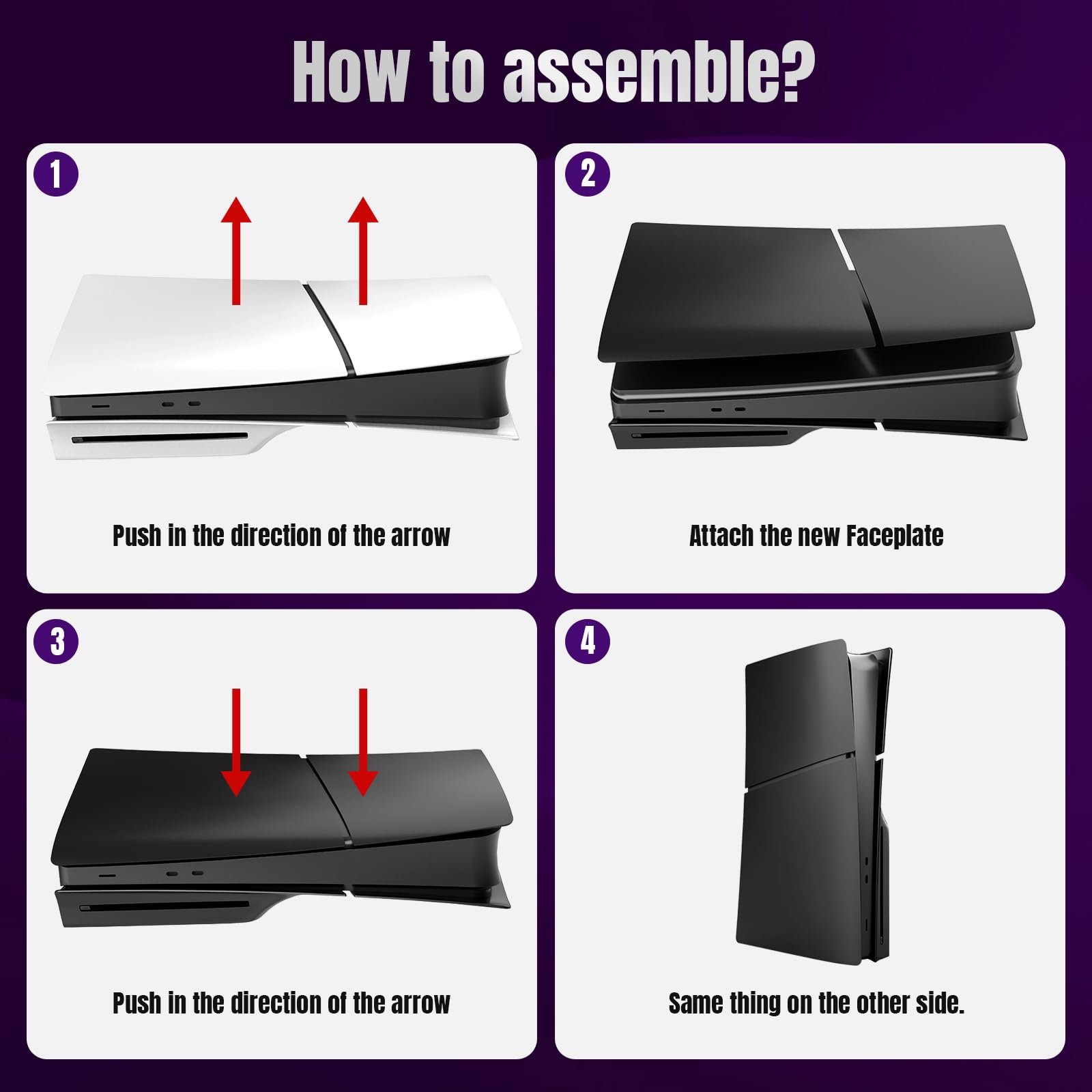 FacePlates for PS5 Slim Disc Edition Cover Plate for PS5 Slim Premium ABS Replacement Plates Anti-Scratch Dustproof Protective Shell Case for PlayStation 5 Slim Accessories Black thumbnail 5