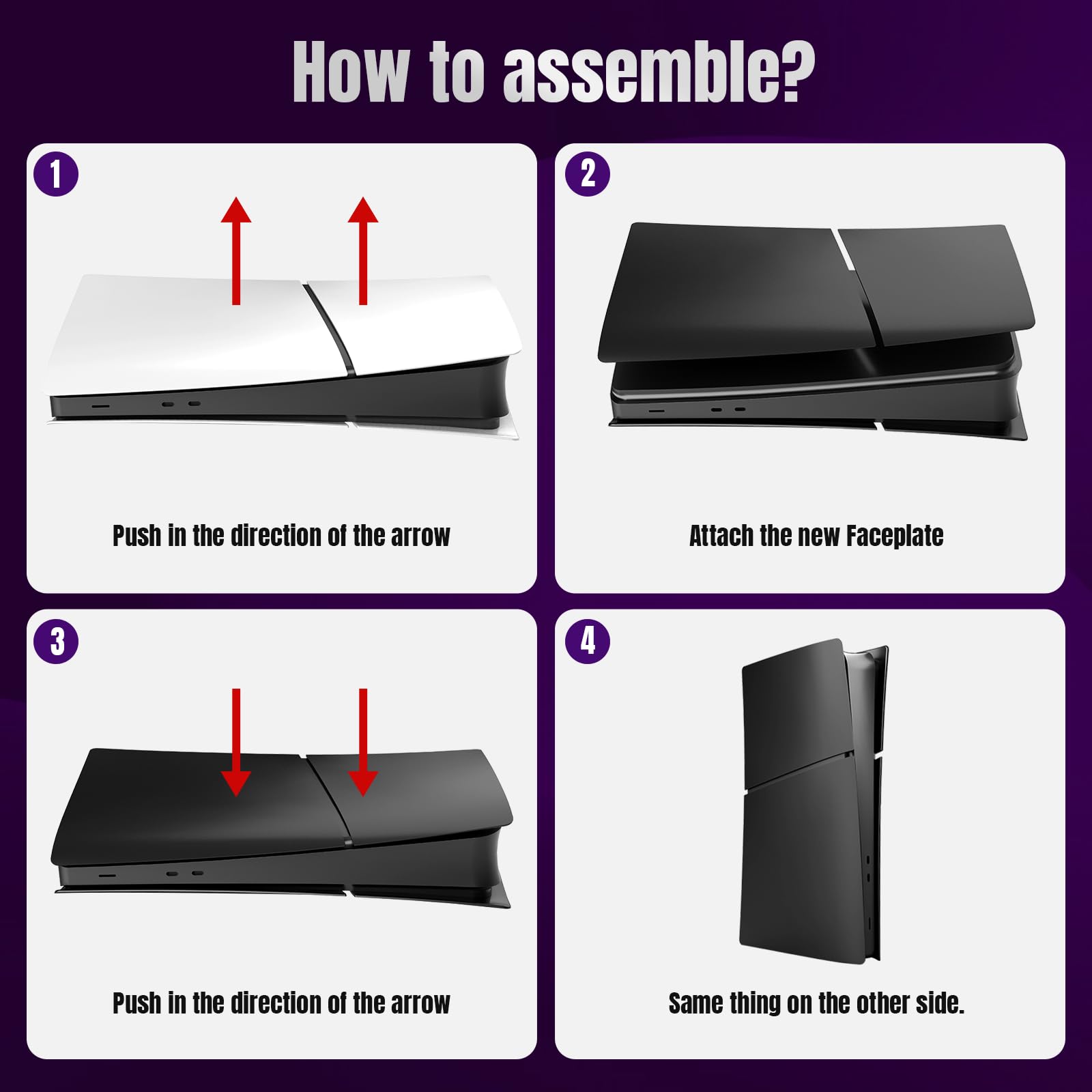 Slim Face Plates for PS5 Slim Digital Edition, Replacement Shell Cover Panel Accessories Compatible with PlayStation 5 Console Faceplate Skin (Black) thumbnail 11