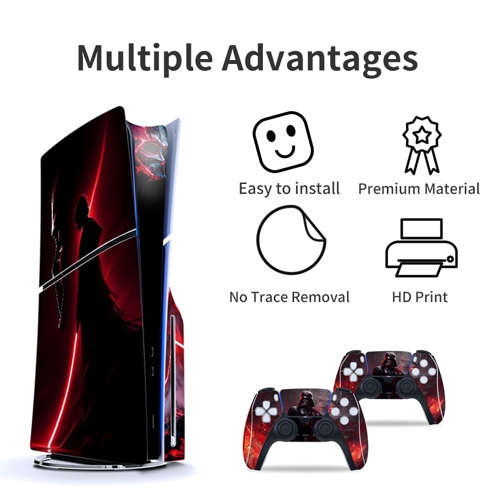 Skin Compatible with Slim Disc PS5 - Slim Disc Edition Console and Controller Accessories Cover Skins Controller Skin Gift for Console Full Set Skin Red thumbnail 7