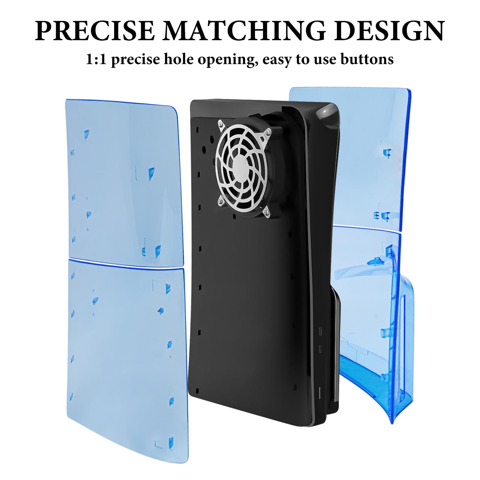 Transparent Cover Plates Compatible with PlayStation 5 Slim Disc Edition, Replacement Shell Gaming Accessories with Fan Vents, Hard Shockproof ABS Shell Side Panels thumbnail 5