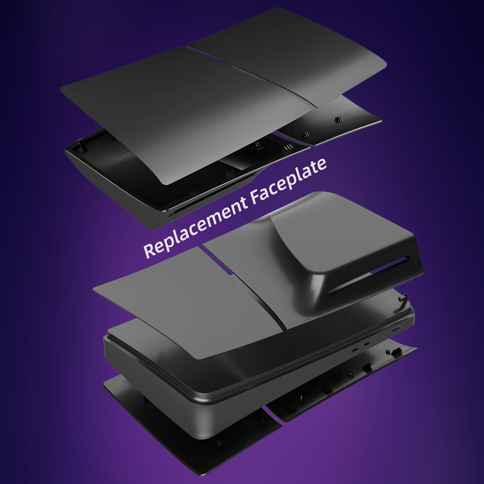 FacePlates for PS5 Slim Disc Edition Cover Plate for PS5 Slim Premium ABS Replacement Plates Anti-Scratch Dustproof Protective Shell Case for PlayStation 5 Slim Accessories Black thumbnail 13