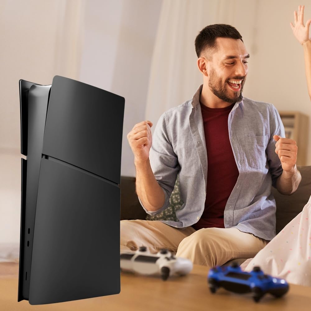 Slim Face Plates for PS5 Slim Digital Edition, Replacement Shell Cover Panel Accessories Compatible with PlayStation 5 Console Faceplate Skin (Black) thumbnail 5