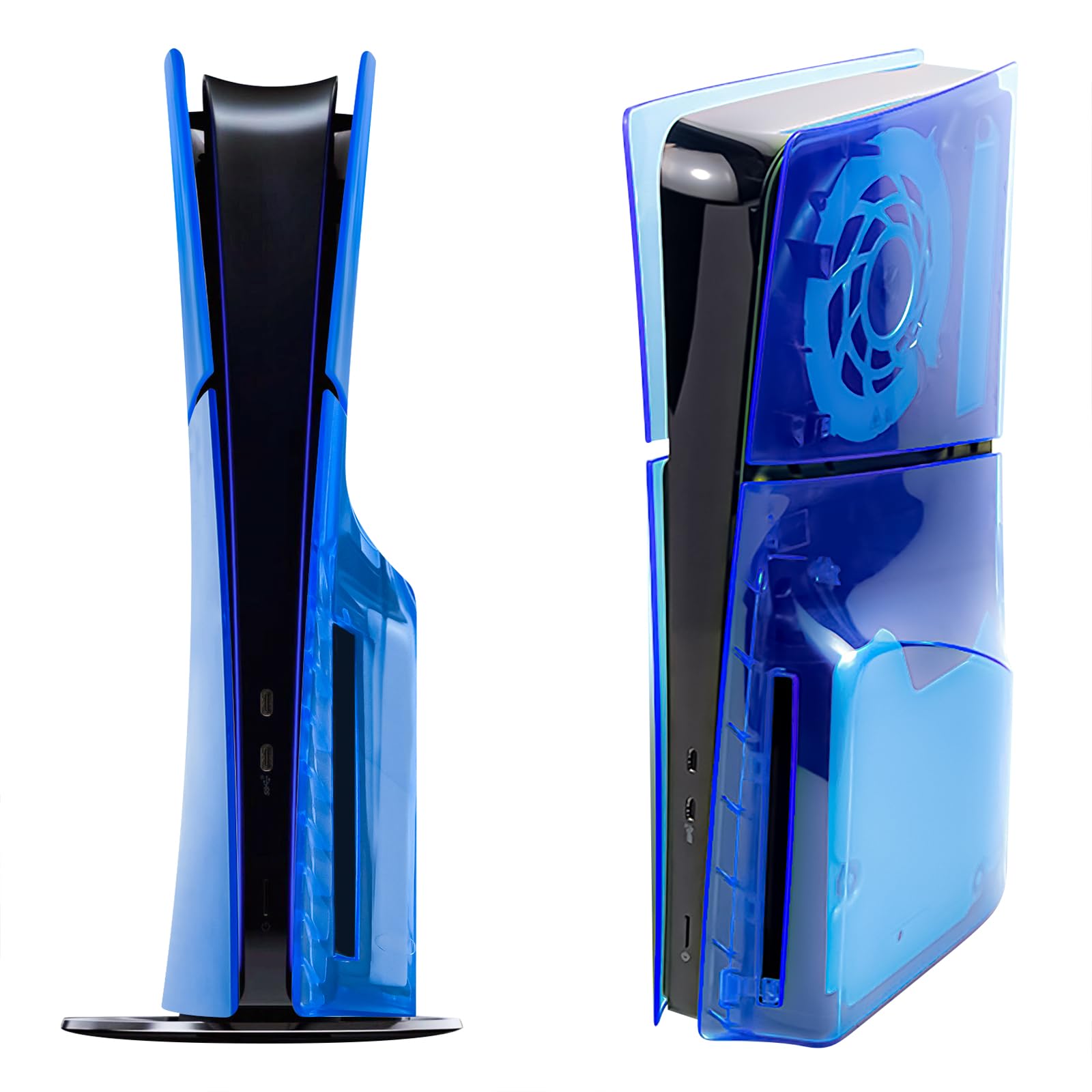 Transparent Cover Plates Compatible with PlayStation 5 Slim Disc Edition, Replacement Shell Gaming Accessories with Fan Vents, Hard Shockproof ABS Shell Side Panels
