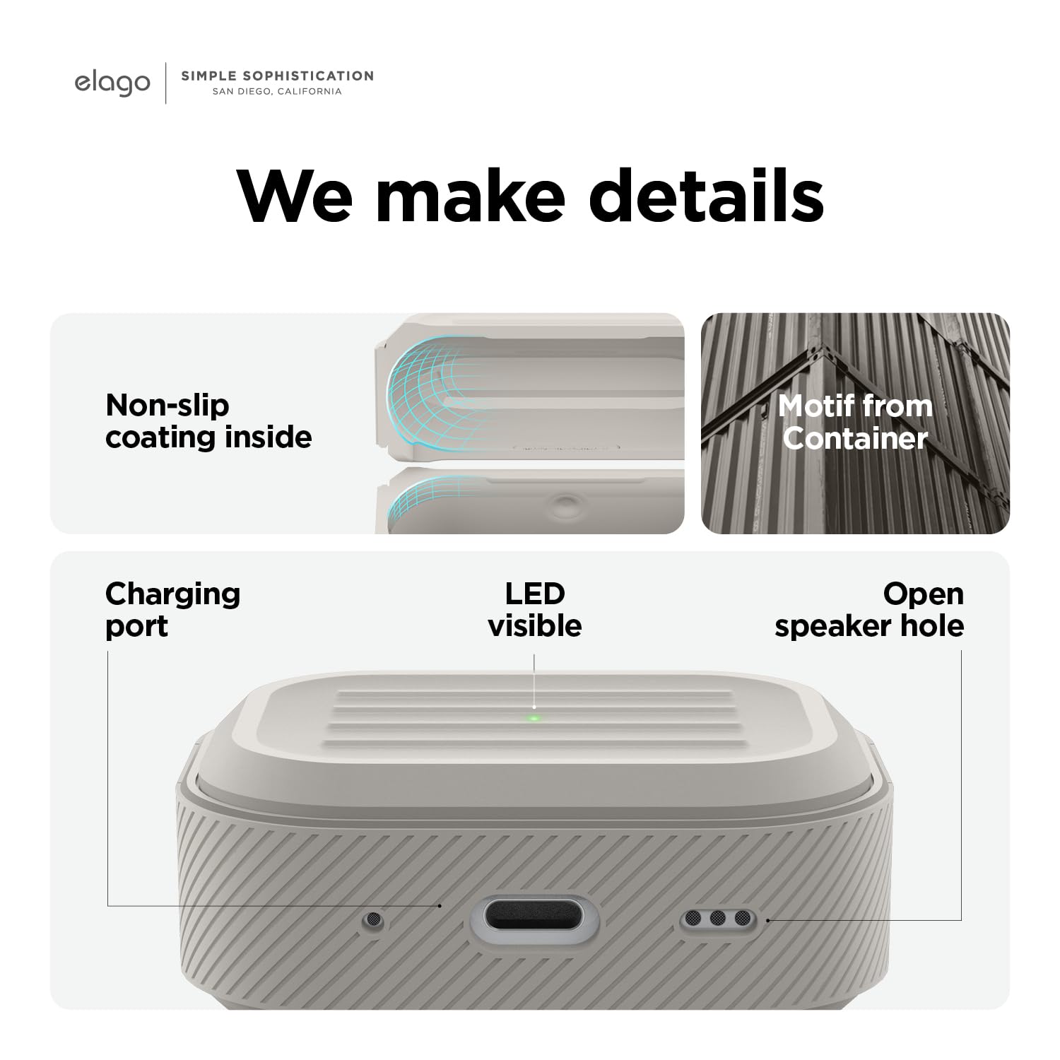 Armor Case Compatible with AirPods Pro 2 Case - Lanyard Included, Supports Wireless Charging, Shock Resistant, Full Protection (Stone) thumbnail 9
