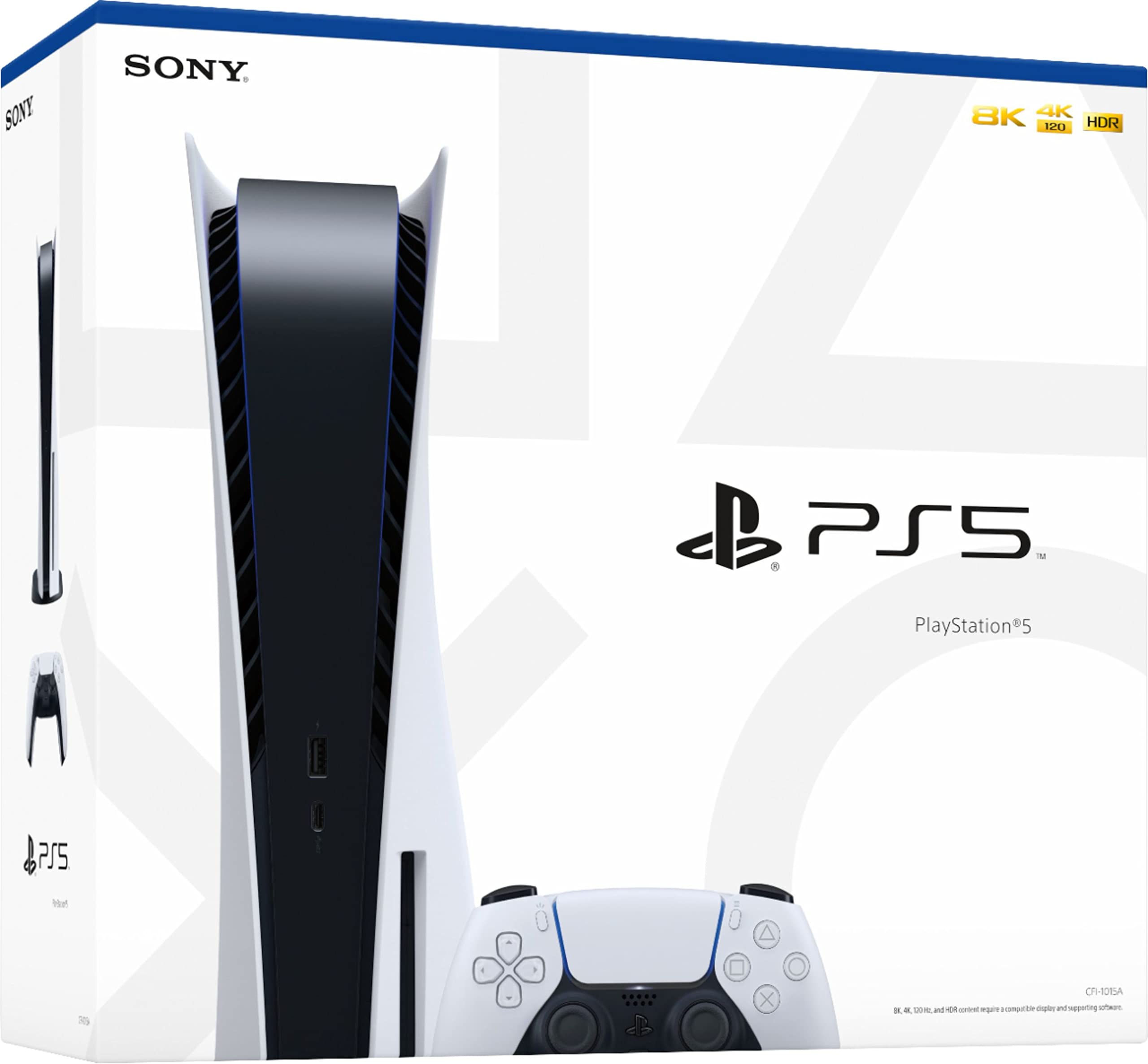 Sony Playstation 5 Disc Version PS5 Console - 4K-TV Gaming, 120Hz 8K Output, 16GB GDDR6, 825GB SSD, WiFi 6, Bluetooth 5.1 (Renewed) White thumbnail 7