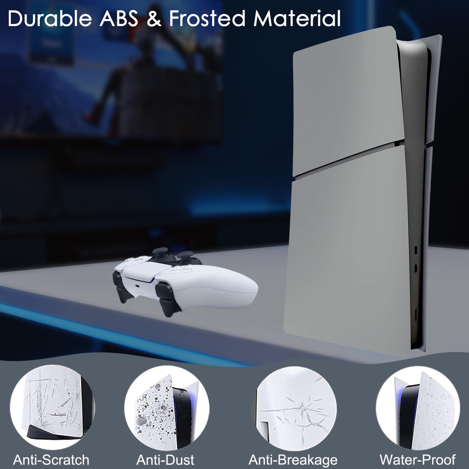 Shockproof Faceplates for PS5 Slim Digital Edition - Hard ABS Matte Replacement Cover Case Shell Skin Plates for PlayStation 5 Slim Digital Console Accessory, Dustproof & Anti-Scratch, Snap-On Panels thumbnail 9