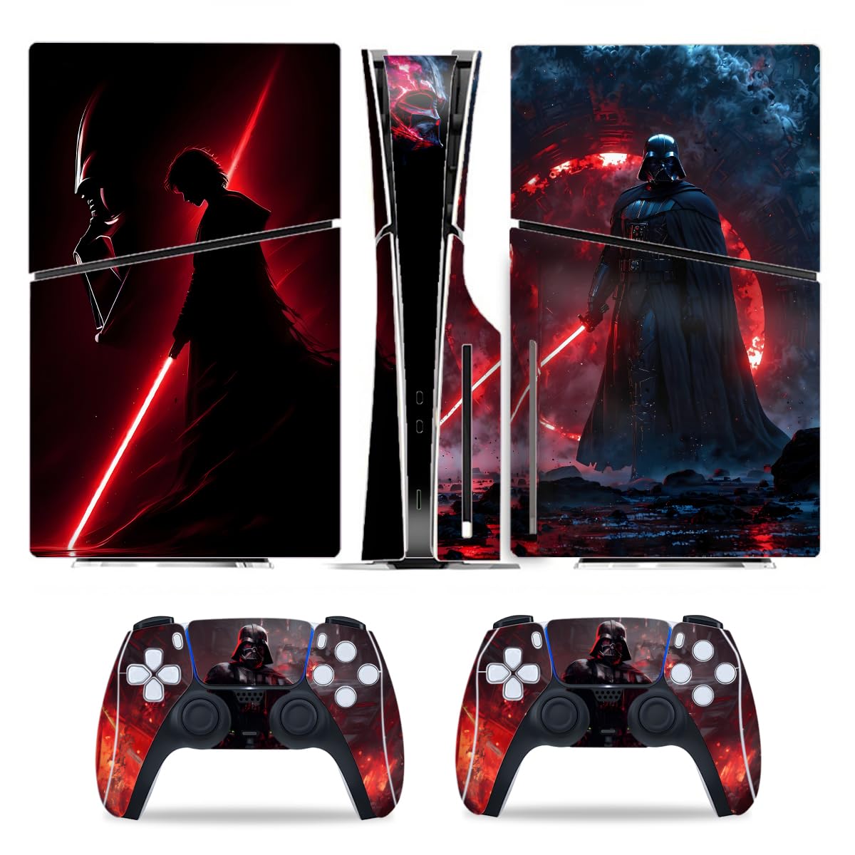 Skin Compatible with Slim Disc PS5 - Slim Disc Edition Console and Controller Accessories Cover Skins Controller Skin Gift for Console Full Set Skin Red