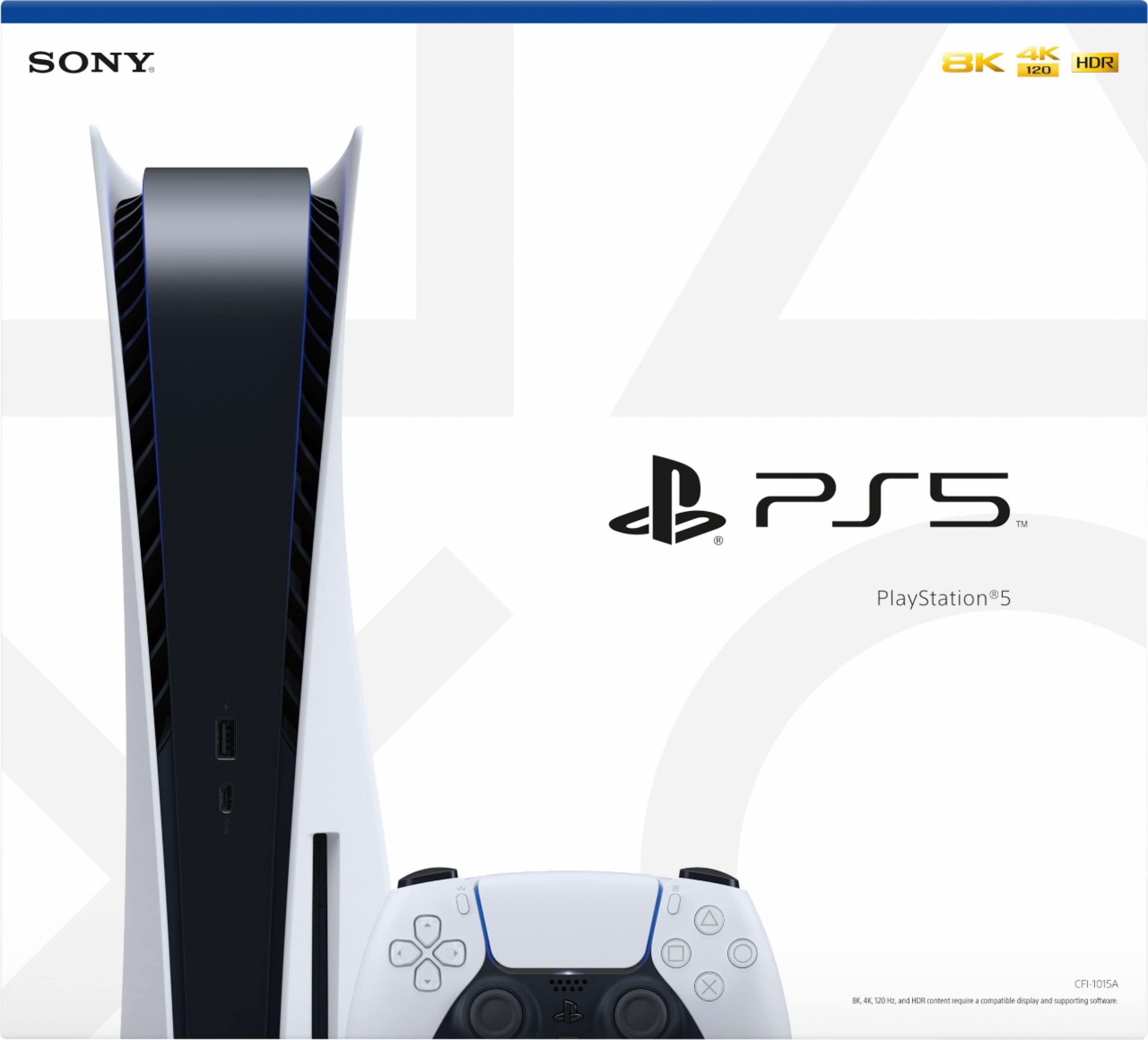 Sony Playstation 5 Disc Version PS5 Console - 4K-TV Gaming, 120Hz 8K Output, 16GB GDDR6, 825GB SSD, WiFi 6, Bluetooth 5.1 (Renewed) White thumbnail 5