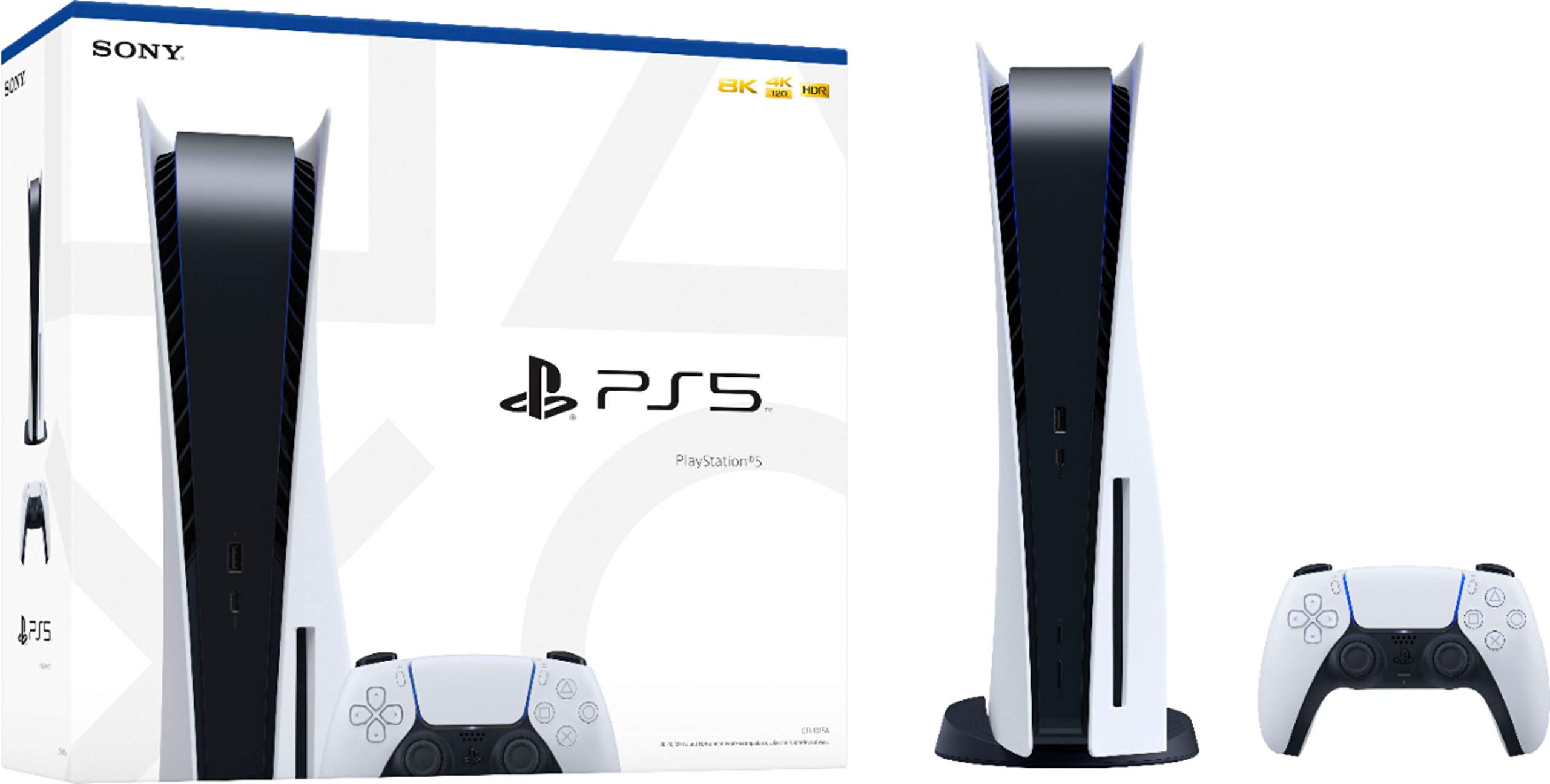 Playstation 5 Disc Version PS5 Console - Additional Controller, 4K-TV Gaming, 16GB GDDR6 RAM, 8K Output, WiFi 6. Ultra-High Speed 825GB SSD - U Deal (Renewed) thumbnail 3