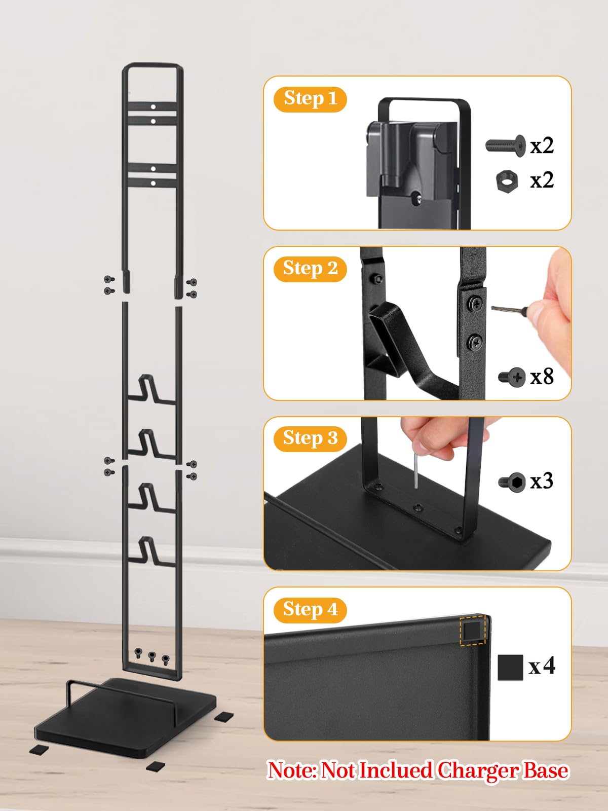 Vacuum Stand for Dyson V15 V12 V11 V10 V8 V7 V6, Metal Storage Holder for Cordless Vacuum & Accessories, Compatible with DC30 DC31 DC34 DC35 DC58 DC59 DC62 DC74, Black thumbnail 9