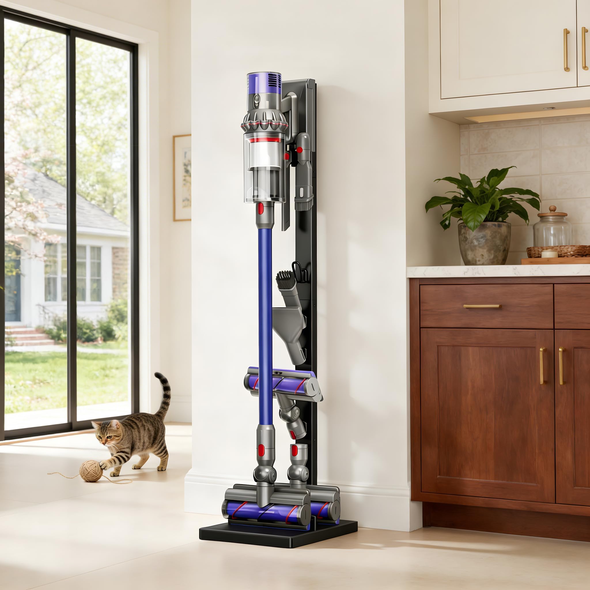 Vacuum Cleaner Stand Compatible with Dyson V15, V12, V11, V10, V8, V7, V6 & G5 – Freestanding Holder with Accessory Storage, No Drilling Required, Easy Installation thumbnail 3