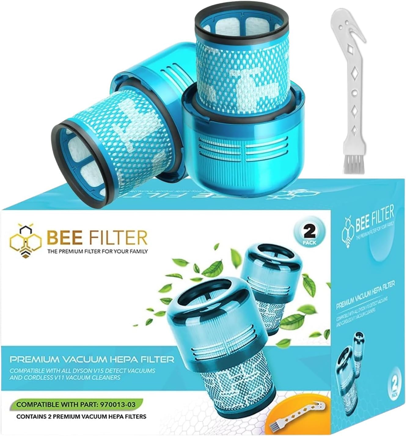 Dyson V15 Filter, 2-Pack Premium True HEPA Replacement Filters Compatible with Dyson V15 Detect, V15 Detect Absolute, V15 Submarine, V15 Detect Filter, V11 Animal Filter, V11 Filter, Part no 970013-02