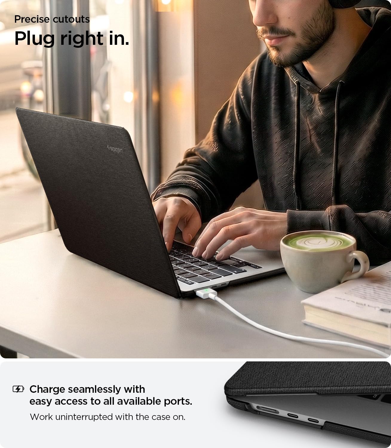 for MacBook Air 15 inch Case M5 (2026), MacBook Air 15 inch M4/M3/M2 (2025-2022), Urban Fit Protective Premium Fabric Case Cover, A3448 A3241 A3114 A2941 Black thumbnail 13