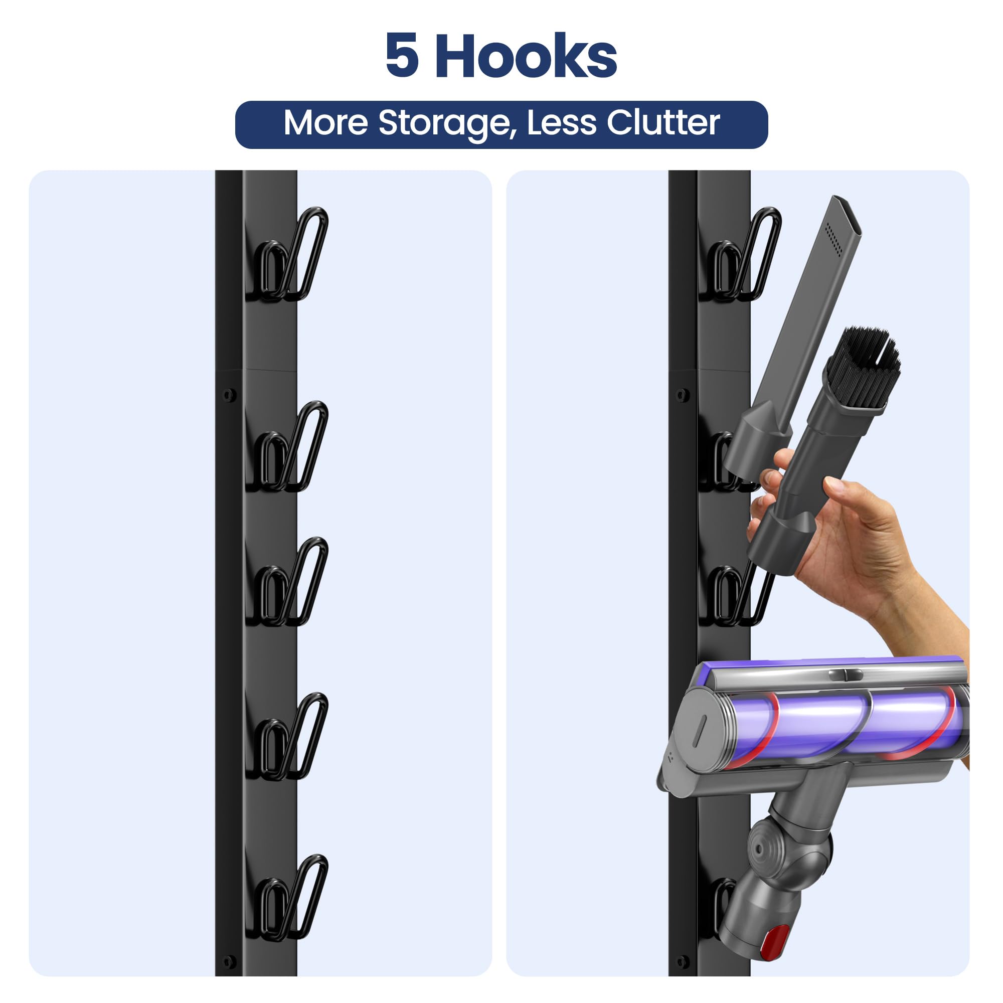 Vacuum Cleaner Stand Compatible with Dyson V15, V12, V11, V10, V8, V7, V6 & G5 – Freestanding Holder with Accessory Storage, No Drilling Required, Easy Installation thumbnail 13