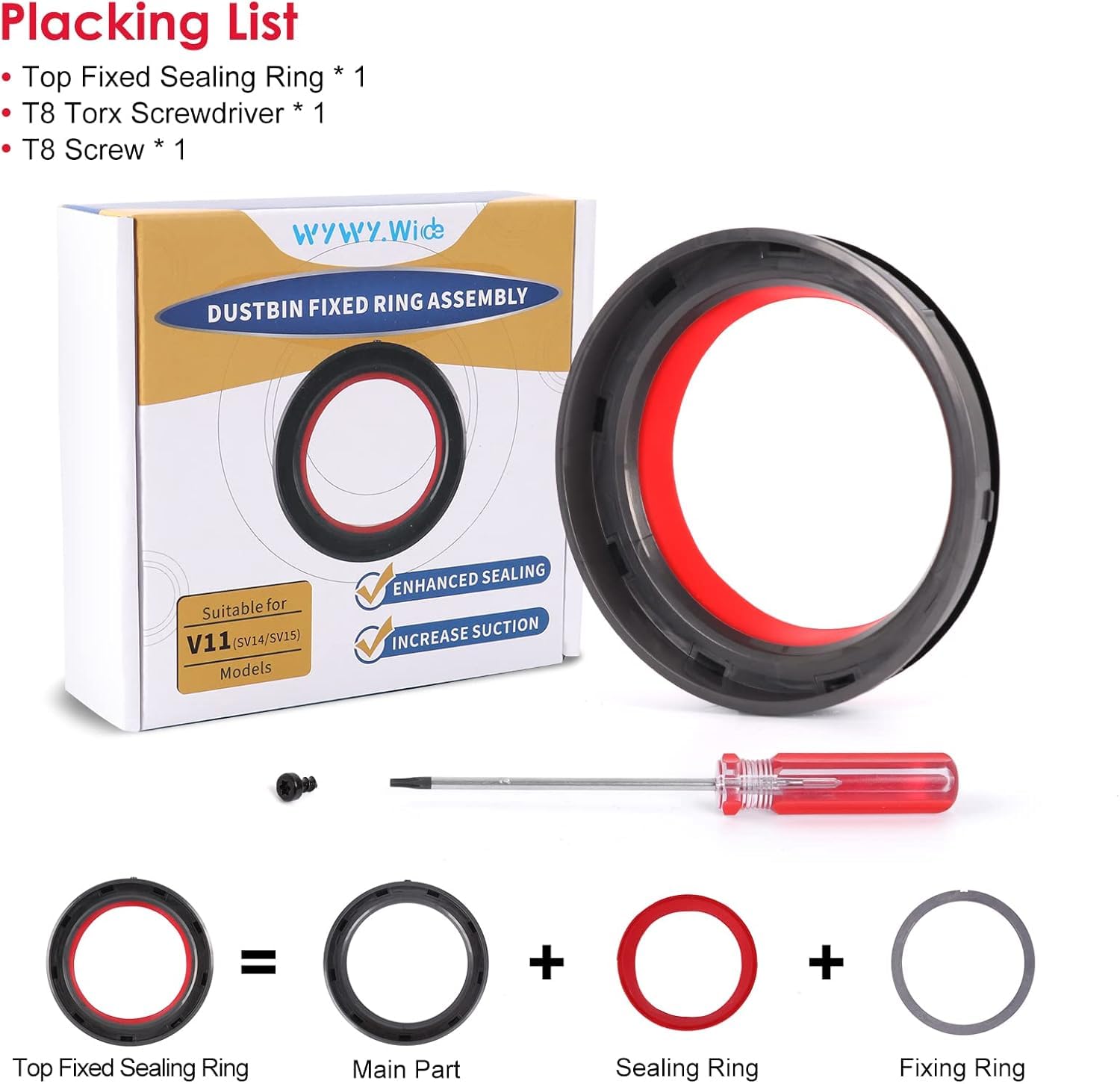 Dust Bin Top Fixed Sealing Ring Compatible with Dyson V11 V15 SV14 SV15 SV22 Vacuum Cleaner Dust Bucket/Dirt Cup Replacement Parts, Vacuum Cleaner Repair Accessories thumbnail 11