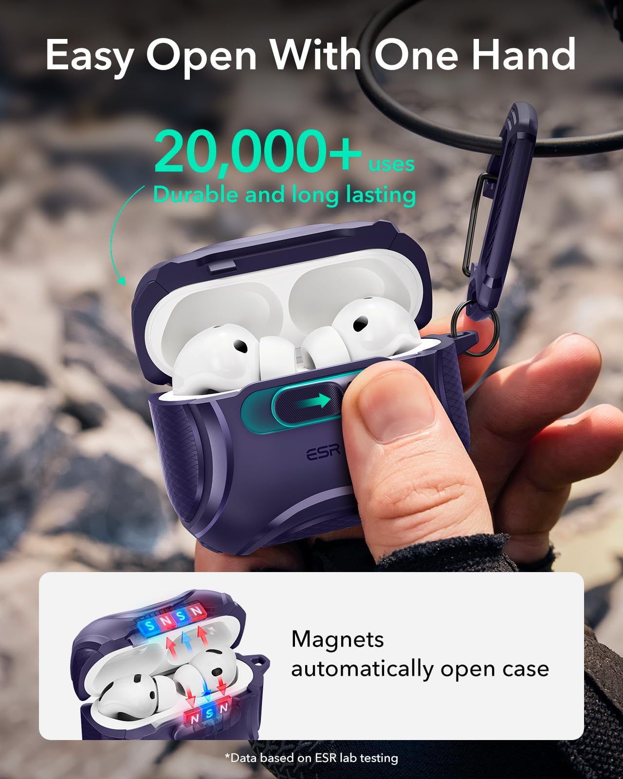 ESR for AirPods Pro 3 Case (2025), Compatible with Airpods Pro 3rd Generation Case (USB-C Cable), Effortless MagSafe, Drop-Proof Lock, Easy Open, Cyber Series, Purple thumbnail 9