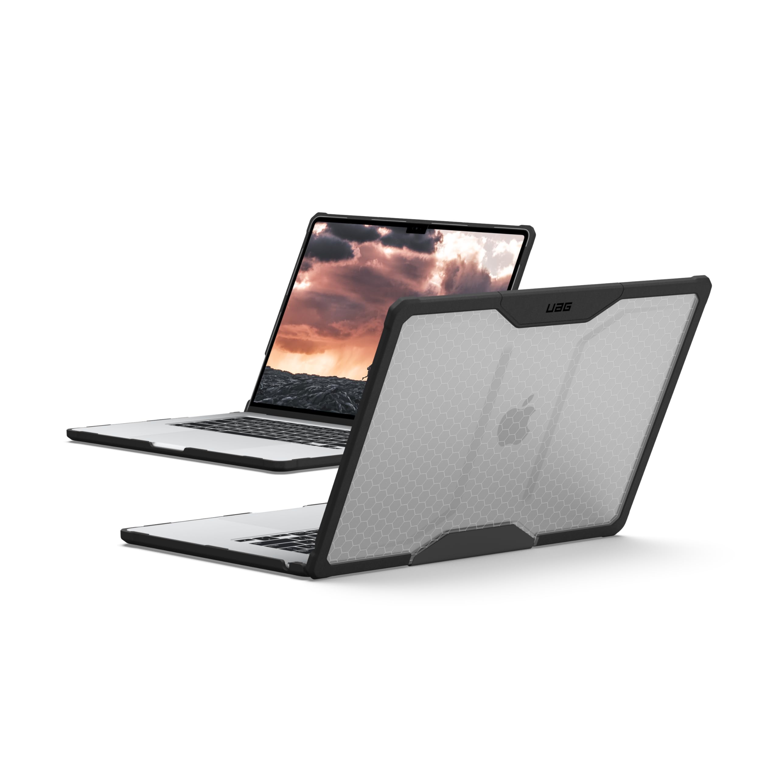 UAG Designed for MacBook Air 15" Case M5 2026 M4 2025 M3 2024 - Translucent Clear Rugged Tactile Grip Laptop Protective Cover, Plyo Ice/Black