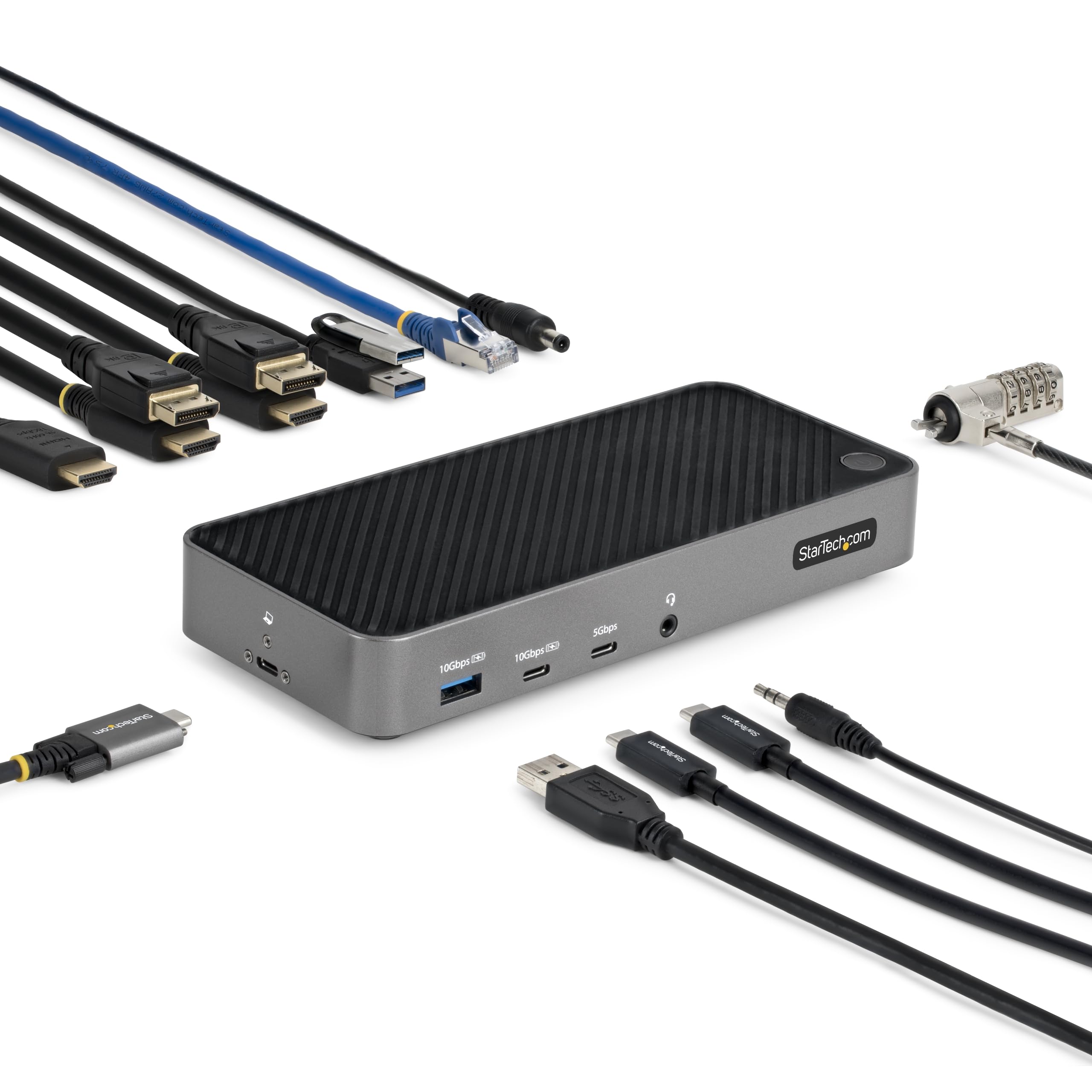 USB-C Triple Monitor Docking Station for MacBook Pro / Air M1 M2 M3 M4 & Windows, Universal 4K HDMI DP Dock, Thunderbolt Compatible, 100W Laptop Charging (116N-USBC-DOCK)