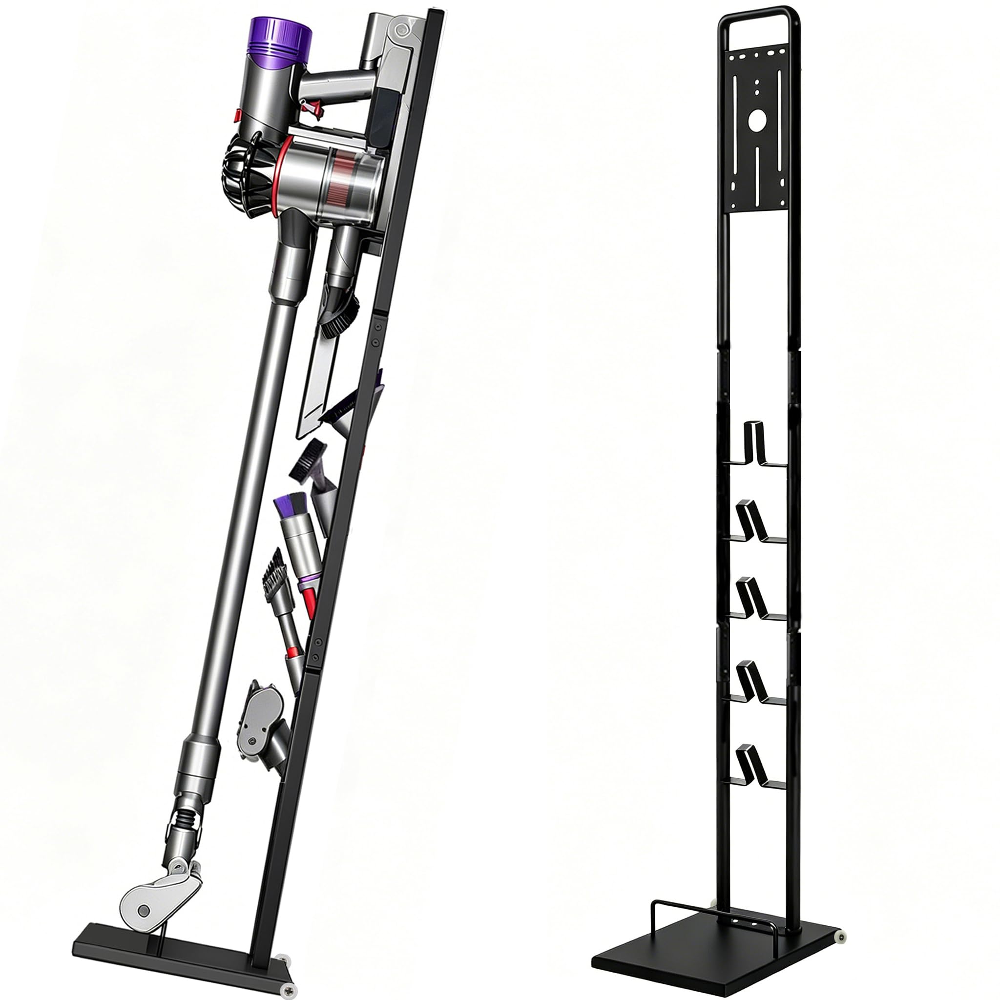 Vacuum Stand Compatible with Dyson V15 V11 V10 V9 V8 V7 V6 with Wheels,Heavy Base Metal Bracket Holder, Storage Bracket Stand for Dyson Cordless Vacuum Cleaners & Accessories & Attachments