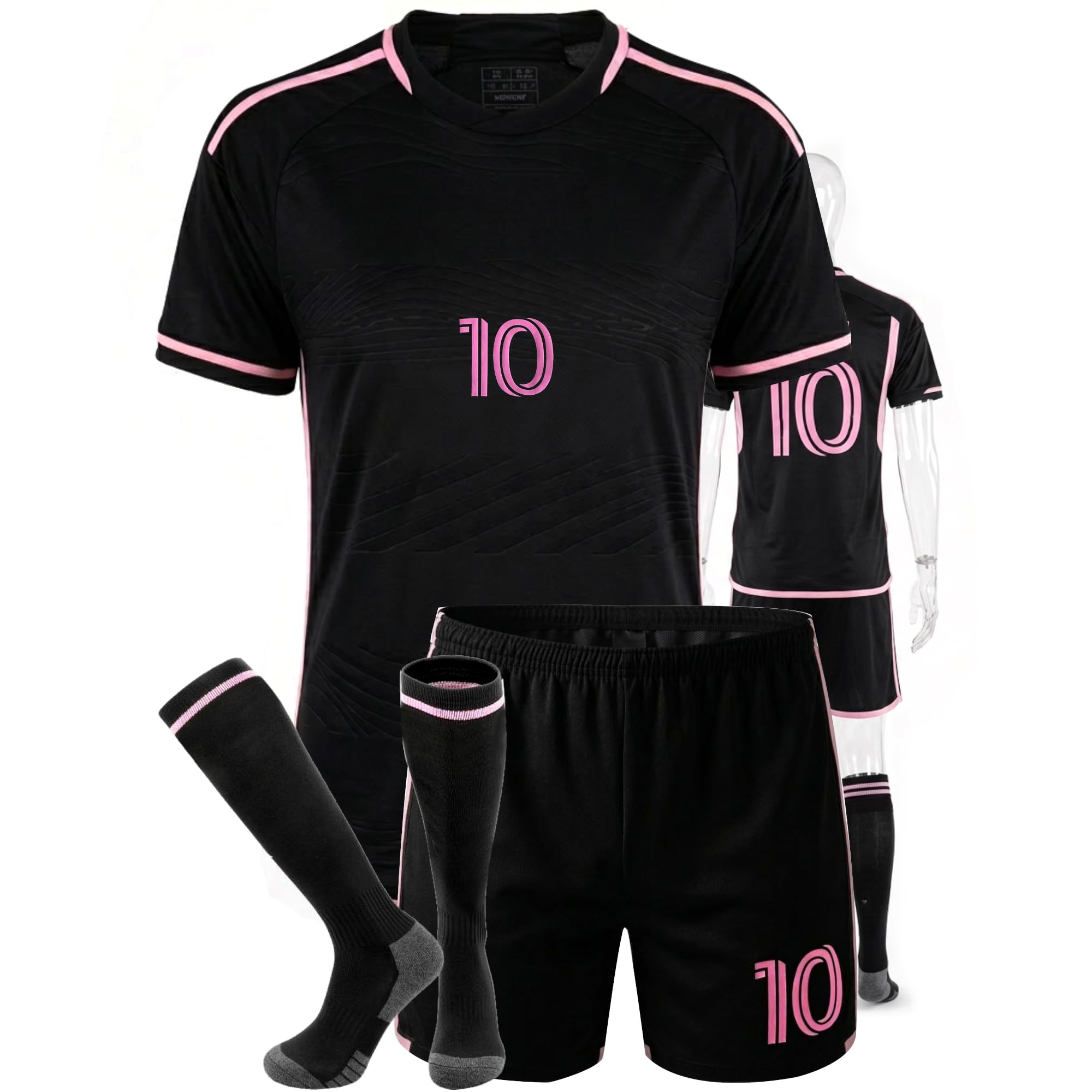 No. 10 Kids Soccer Jersey Kit Set with Shorts and Socks, Youth Sizes – Breathable Uniform for Young Players