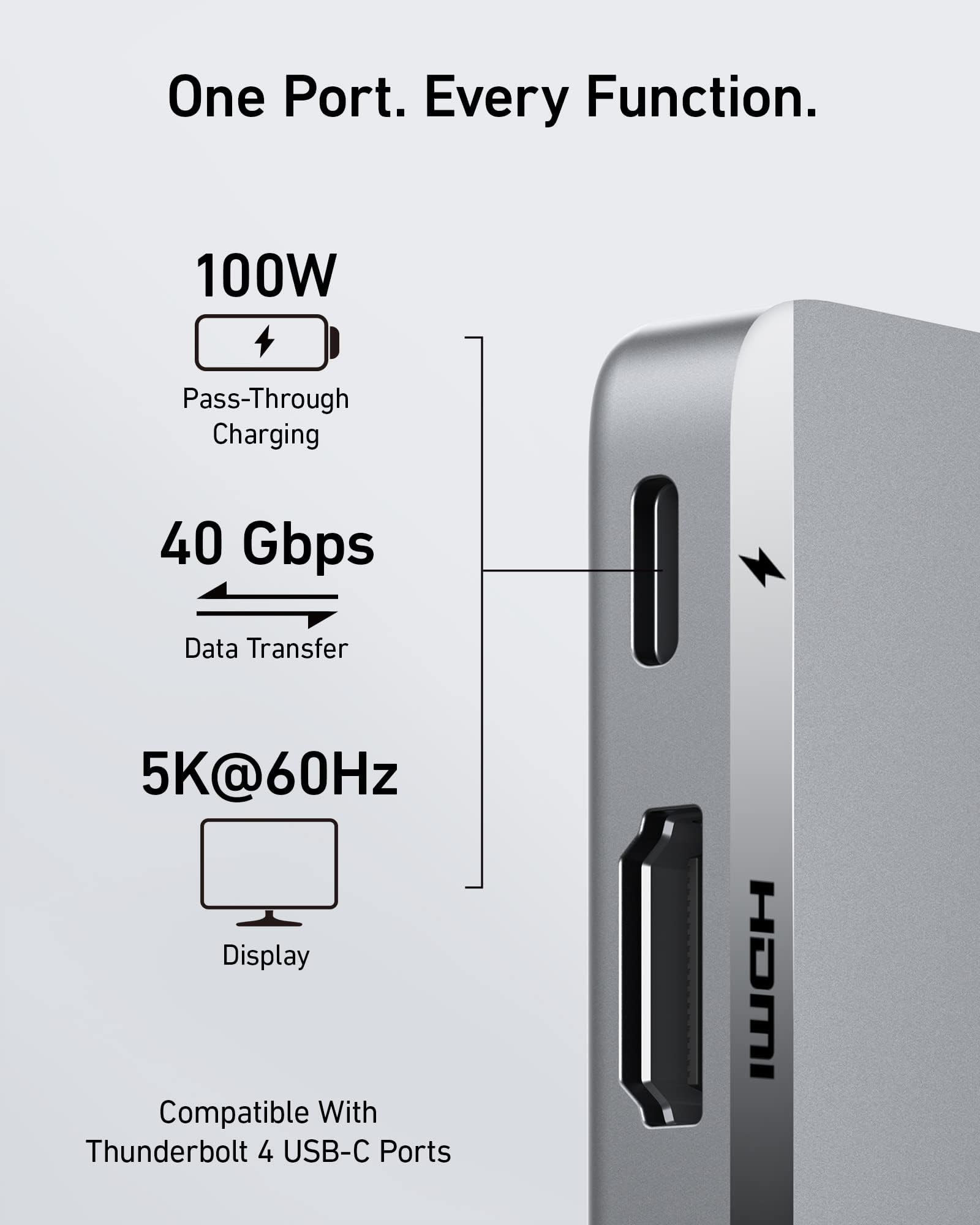 USB C Hub for MacBook, 7-in-2 mac Dock with 4K@60Hz HDMI, Compatible with Thunderbolt 4, 1 Type C and 2 USB A Data Ports for MacBookPro 13 Inch, MacBookAir M4/M5, and More (Not Work with Neo) thumbnail 5