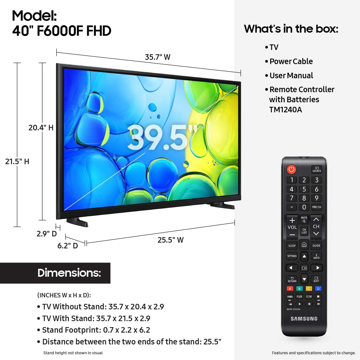 40-Inch Class Full HD F6000 Smart TV (2025 Model) HDR, Object Tracking Sound Lite, Knox Security, One UI Tizen, Smart TV thumbnail 3