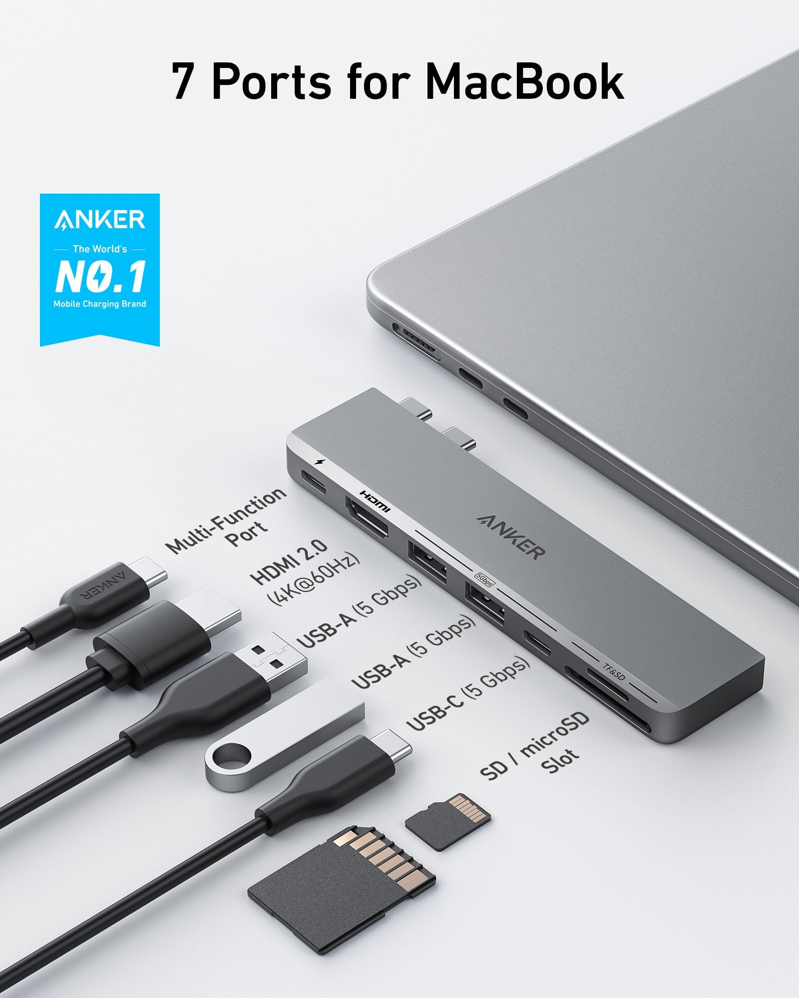 USB C Hub for MacBook, 7-in-2 mac Dock with 4K@60Hz HDMI, Compatible with Thunderbolt 4, 1 Type C and 2 USB A Data Ports for MacBookPro 13 Inch, MacBookAir M4/M5, and More (Not Work with Neo) thumbnail 3