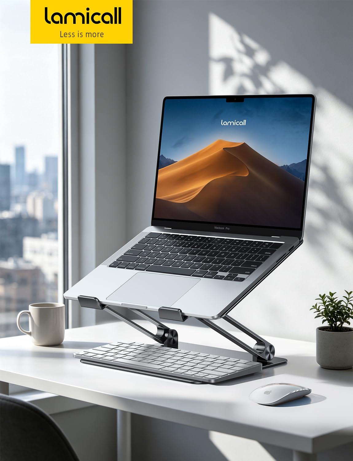 Adjustable Laptop Stand, Portable Laptop Riser, Aluminum Laptop Stand for Desk Foldable, Ergonomic Computer Notebook Stand Holder for MacBook Air Pro, Dell XPS, HP (10-17.3'') - Black thumbnail 13