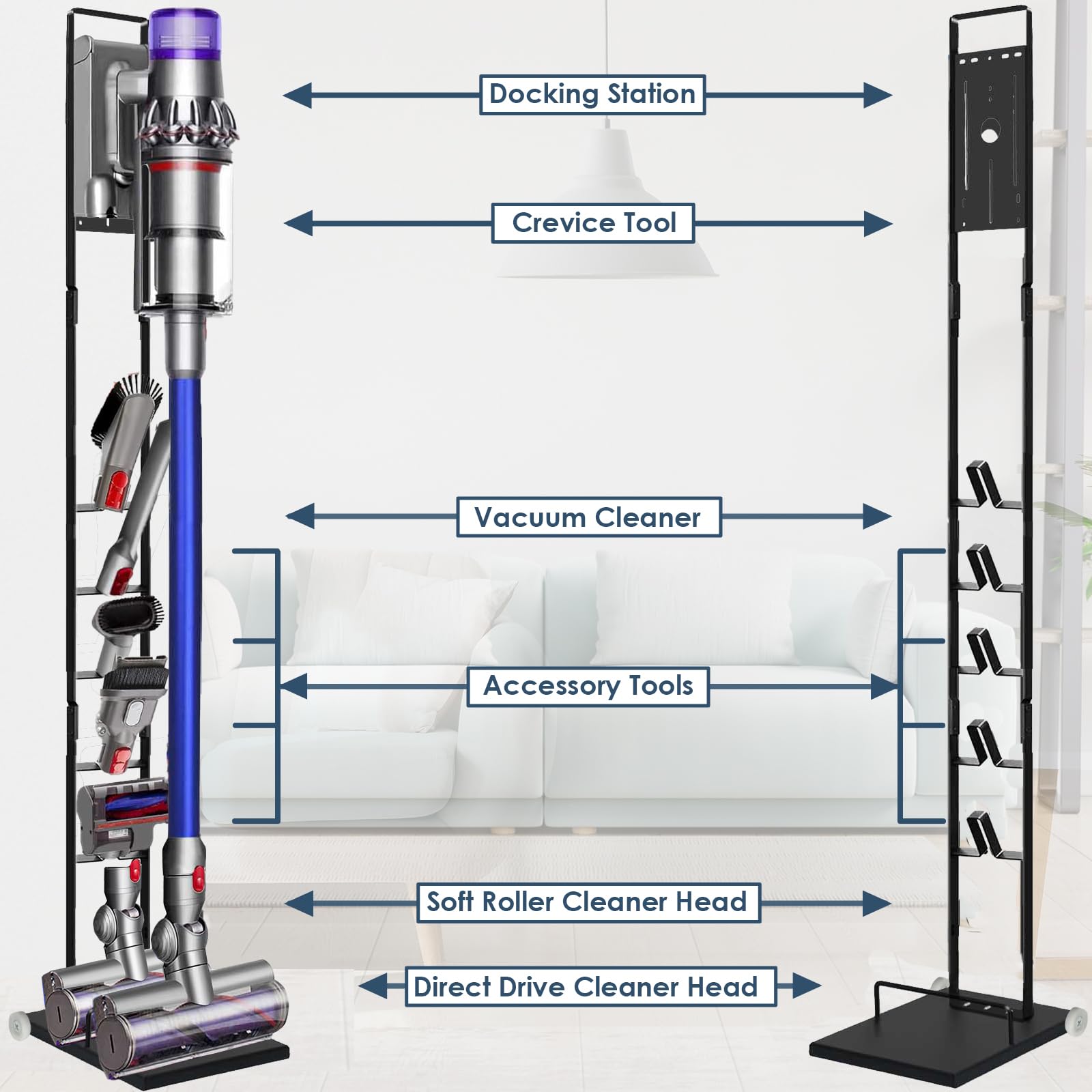 Vacuum Stand Compatible with Dyson V15 V11 V10 V9 V8 V7 V6 with Wheels,Heavy Base Metal Bracket Holder, Storage Bracket Stand for Dyson Cordless Vacuum Cleaners & Accessories & Attachments thumbnail 11