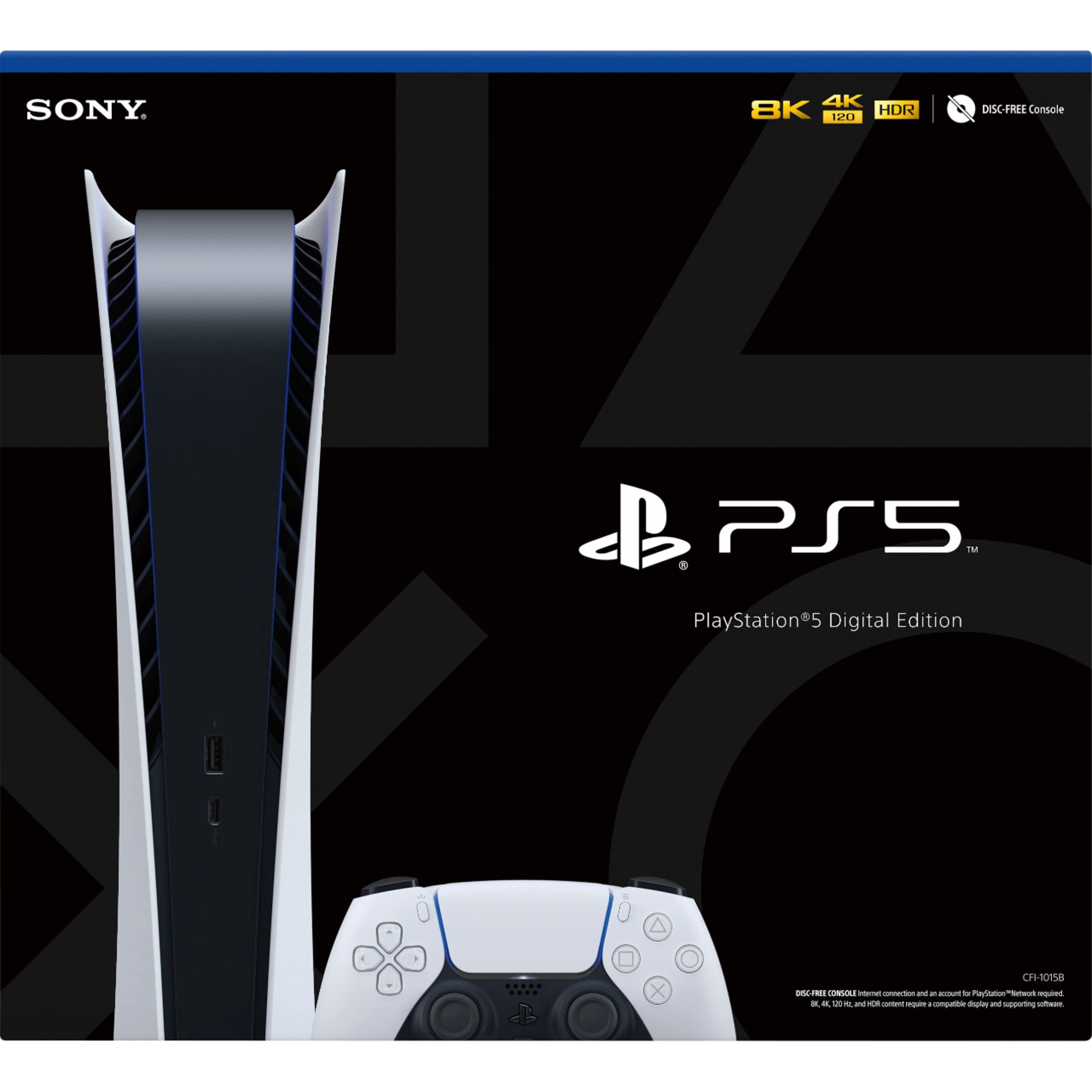PS5 - Sony PlayStation 5 Digital Edition Gaming Console + Wireless Controller - 16GB GDDR6 RAM, 825GB SSD, 120Hz 8K Output, White thumbnail 5