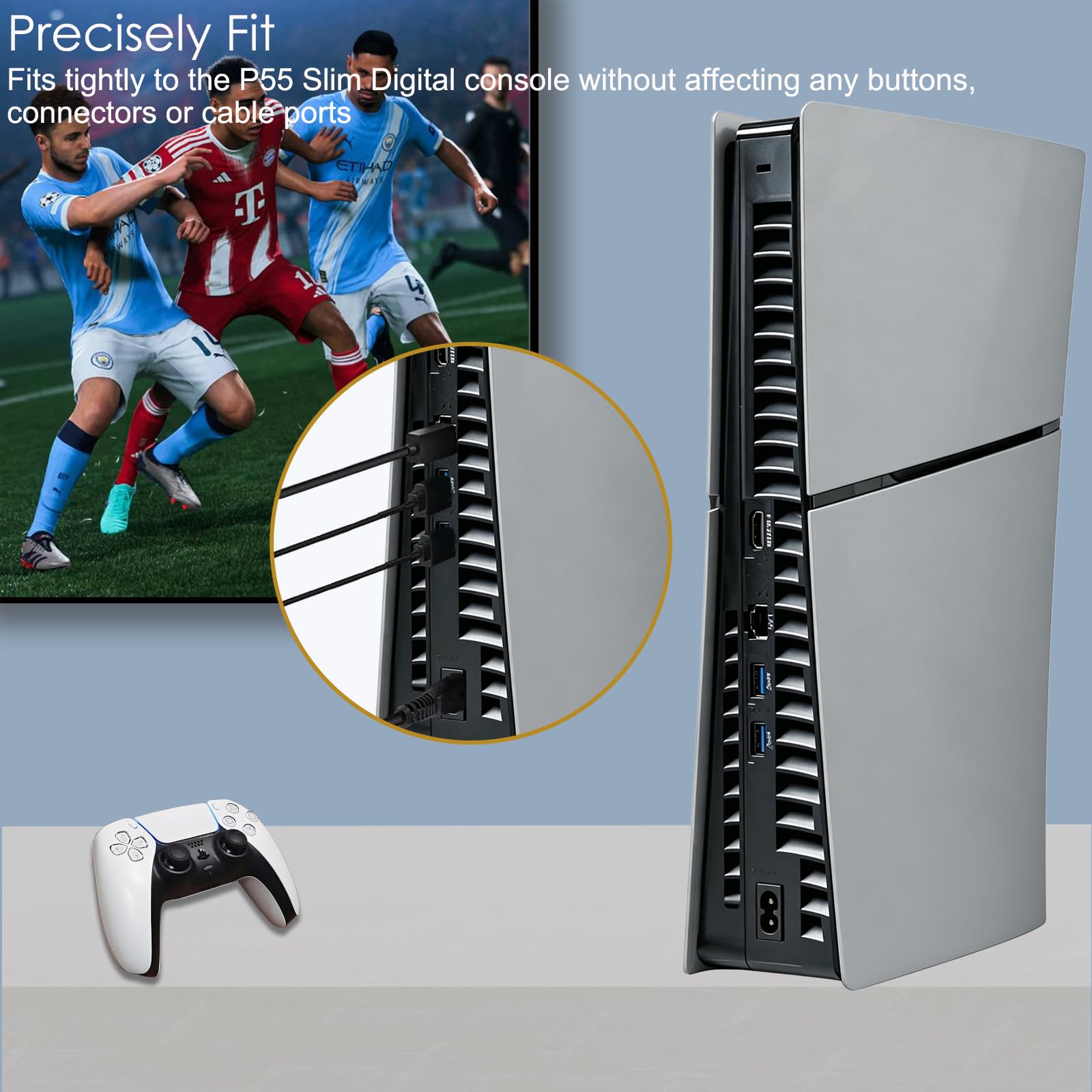 Shockproof Faceplates for PS5 Slim Digital Edition - Hard ABS Matte Replacement Cover Case Shell Skin Plates for PlayStation 5 Slim Digital Console Accessory, Dustproof & Anti-Scratch, Snap-On Panels thumbnail 7