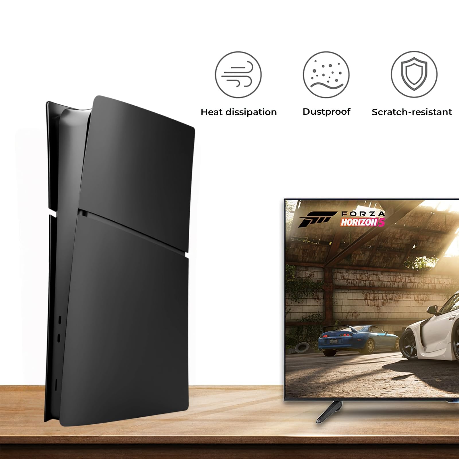 Slim Face Plates for PS5 Slim Digital Edition, Replacement Shell Cover Panel Accessories Compatible with PlayStation 5 Console Faceplate Skin (Black) thumbnail 3